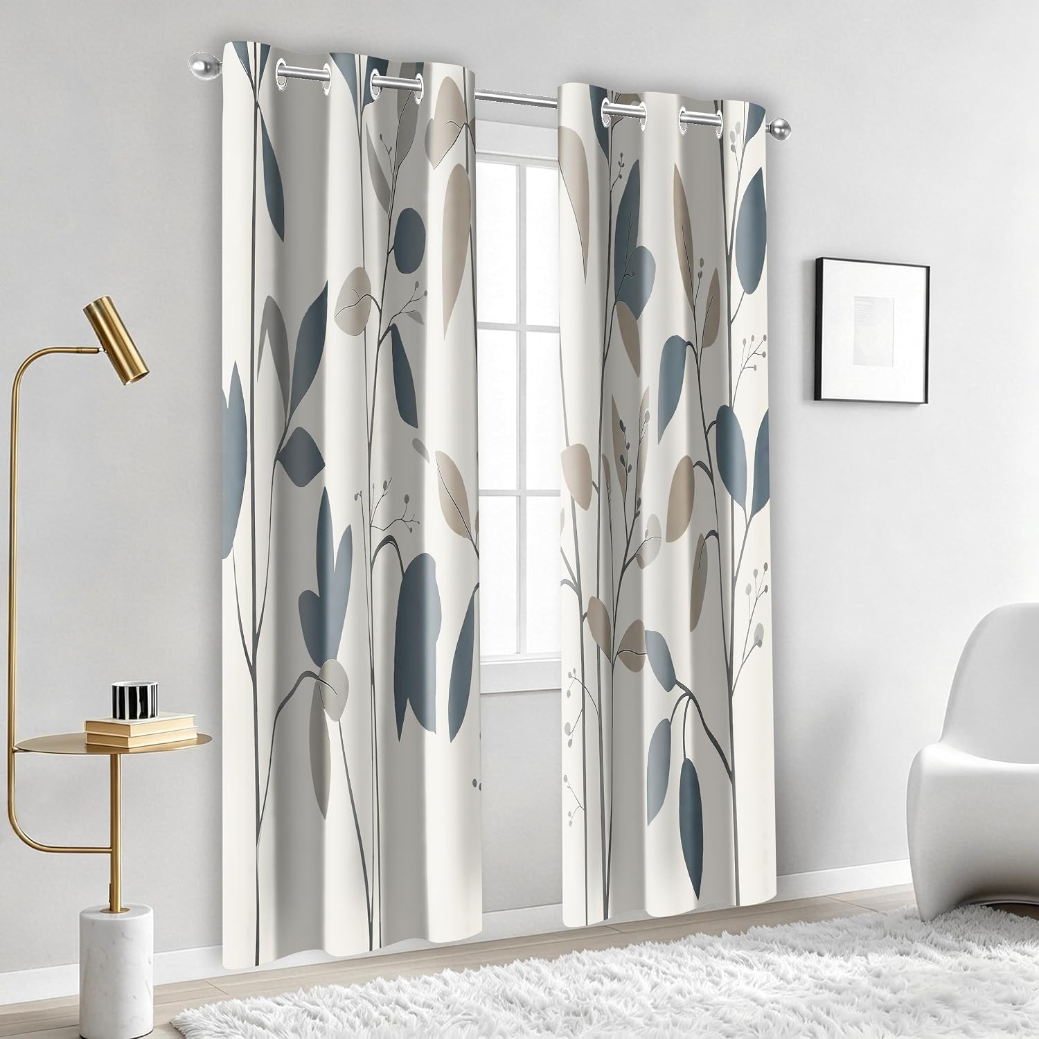 Rustic Leaves Curtains Retro Vintage Leaf Tree Branch Plant Botanical Curtains for Living Room Bedroom Modern Abstract Art Printed Nature Window Treatment Drapes 2 Panels 42x84 Inch