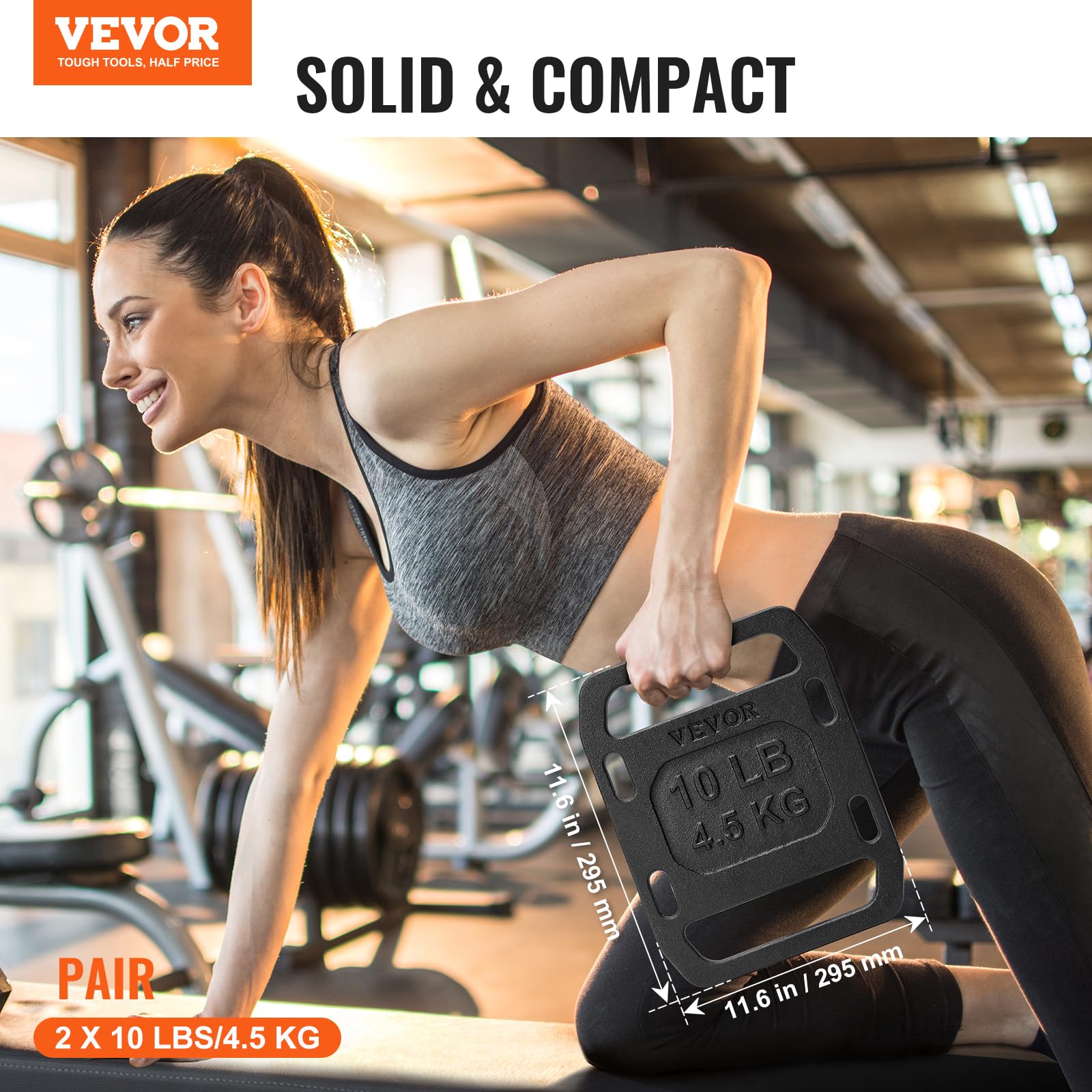 VEVOR Poids en fonte, plaque de ruck, poids lestés pour le rucking, poids solide pour le rucking, les balançoires, les squats, la musculation, l'haltérophilie, l'entraînement de fitness