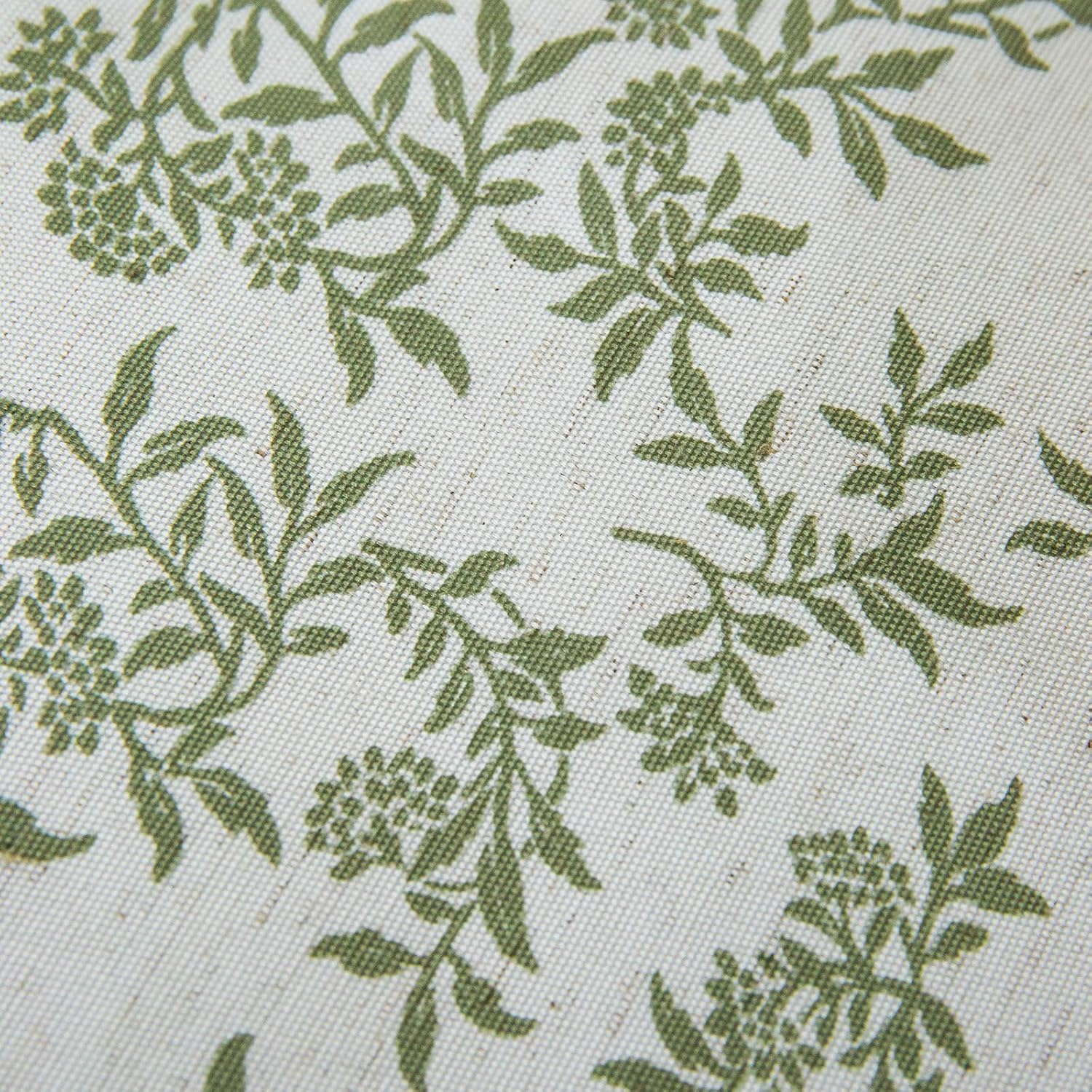Rustic Tablecloth Solid Cotton Fabric Bordered Retro Tablecloths Classic Plant Leaf Printed Linen Fabric Table Cover Farmhouse Decoration 55x120 Inches Rectangle/Oblong Green for Kitchen