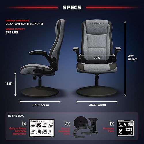 Miniatura 2 de RESPAWN 800 Silla mecedora giratoria para juegos - Asiento ergonómico para juegos con soporte lumbar, apoyabrazos abatible, respaldo alto, base de