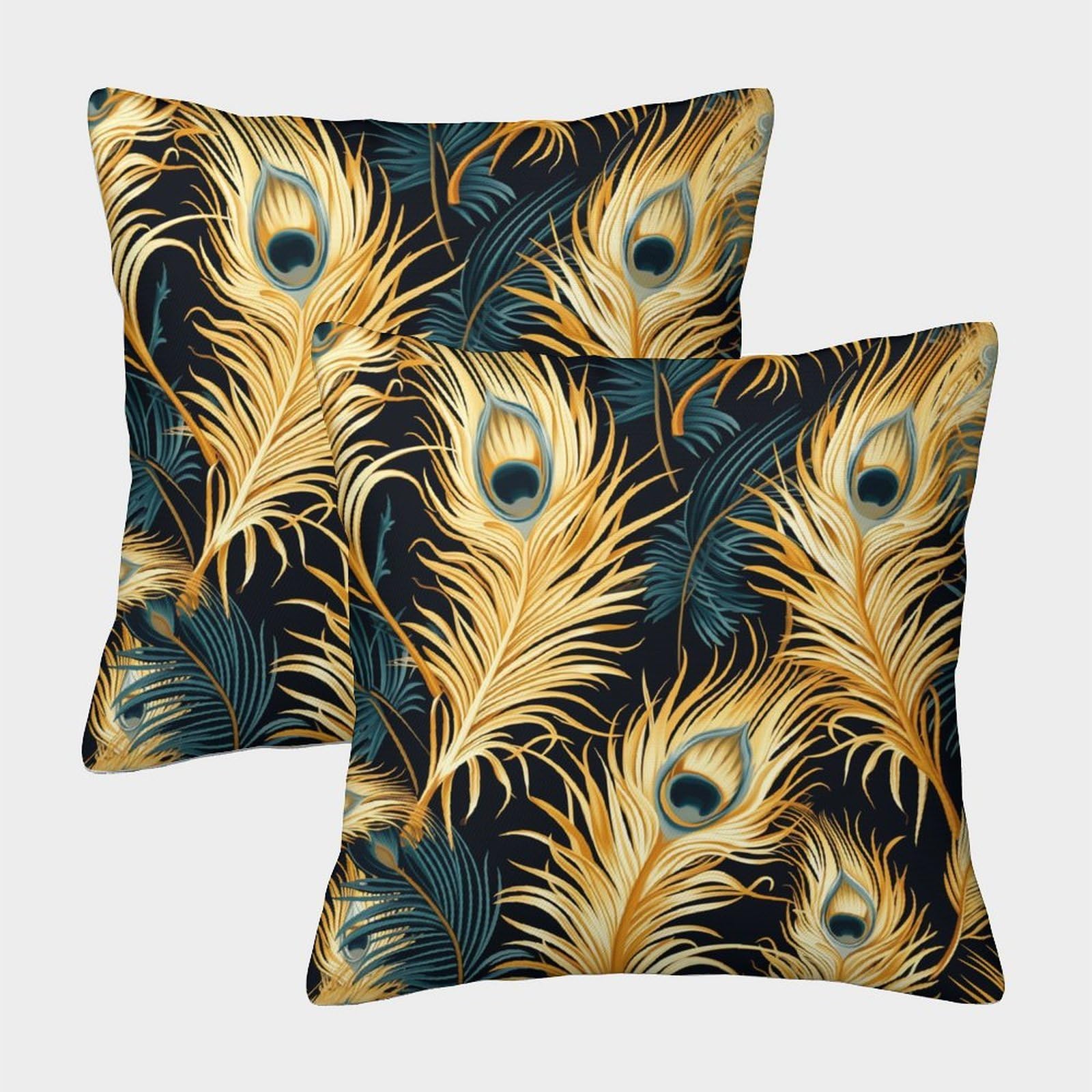 kaiyun 2 Pack Feather, Peacock Pillow Case Home Decoration Sofa Cushion Cover 40x40cm