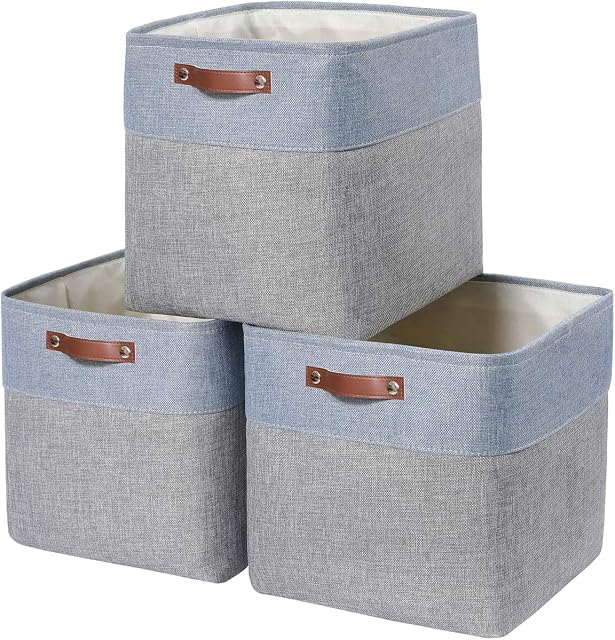 Mangata Storage Boxes Cube, 13 inch Fabric Storage Basket for Toys, Towels and Clothes, Set of 3