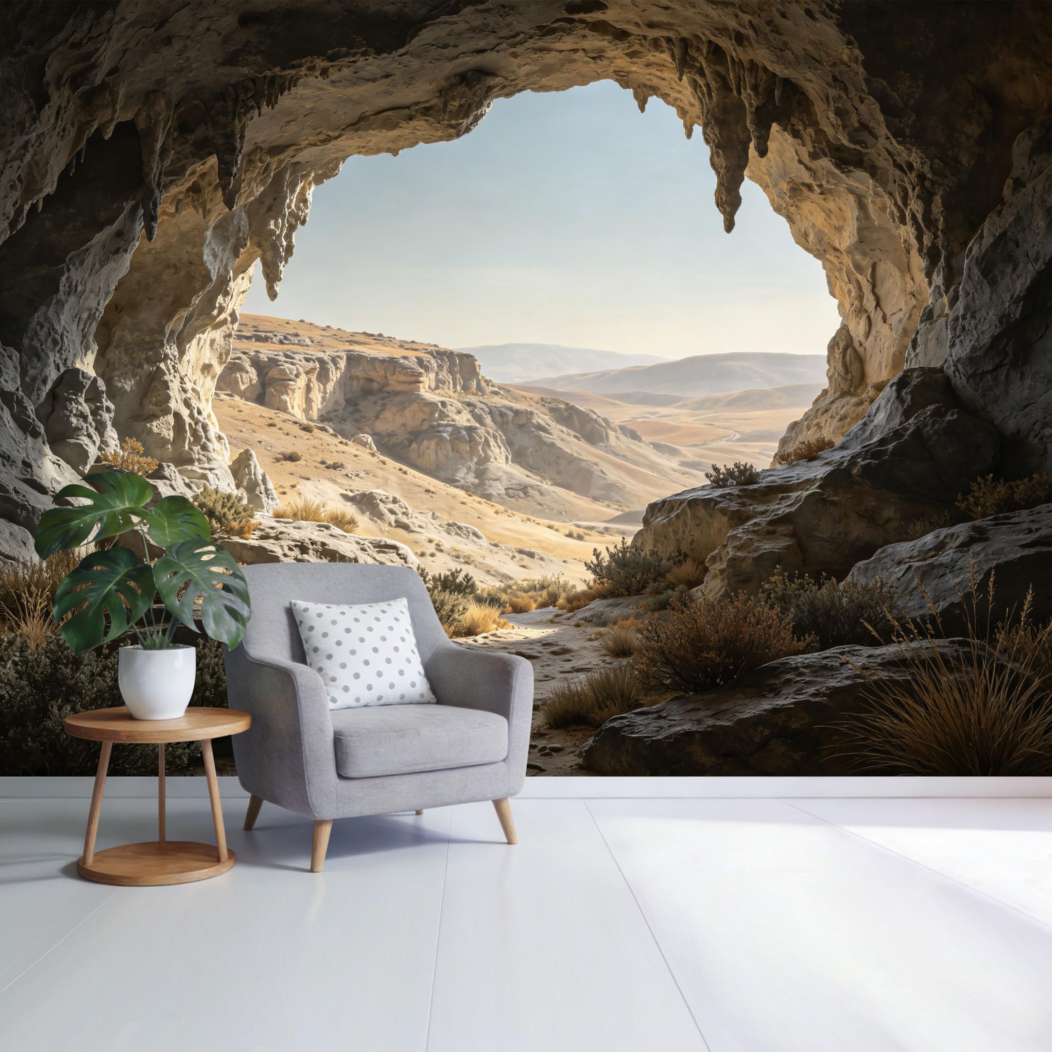 Custom Size Wall Mural Desert Canyon Cave View Landscape Natural Rock Formation Mountain Horizon SelfAdhesive Wall Fabric Removable Wallpaper for Home Office Decor