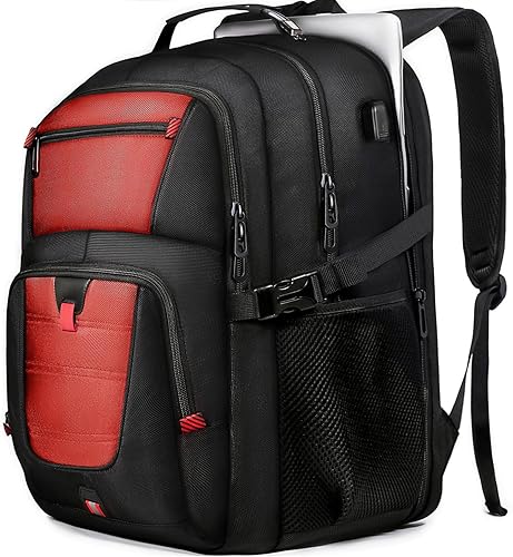 Miniatura 7 de Mochila de viaje de 50 litros, mochila para laptop de 17 pulgadas para hombres, extra grande, resistente, compatible con la TSA con puerto USB,