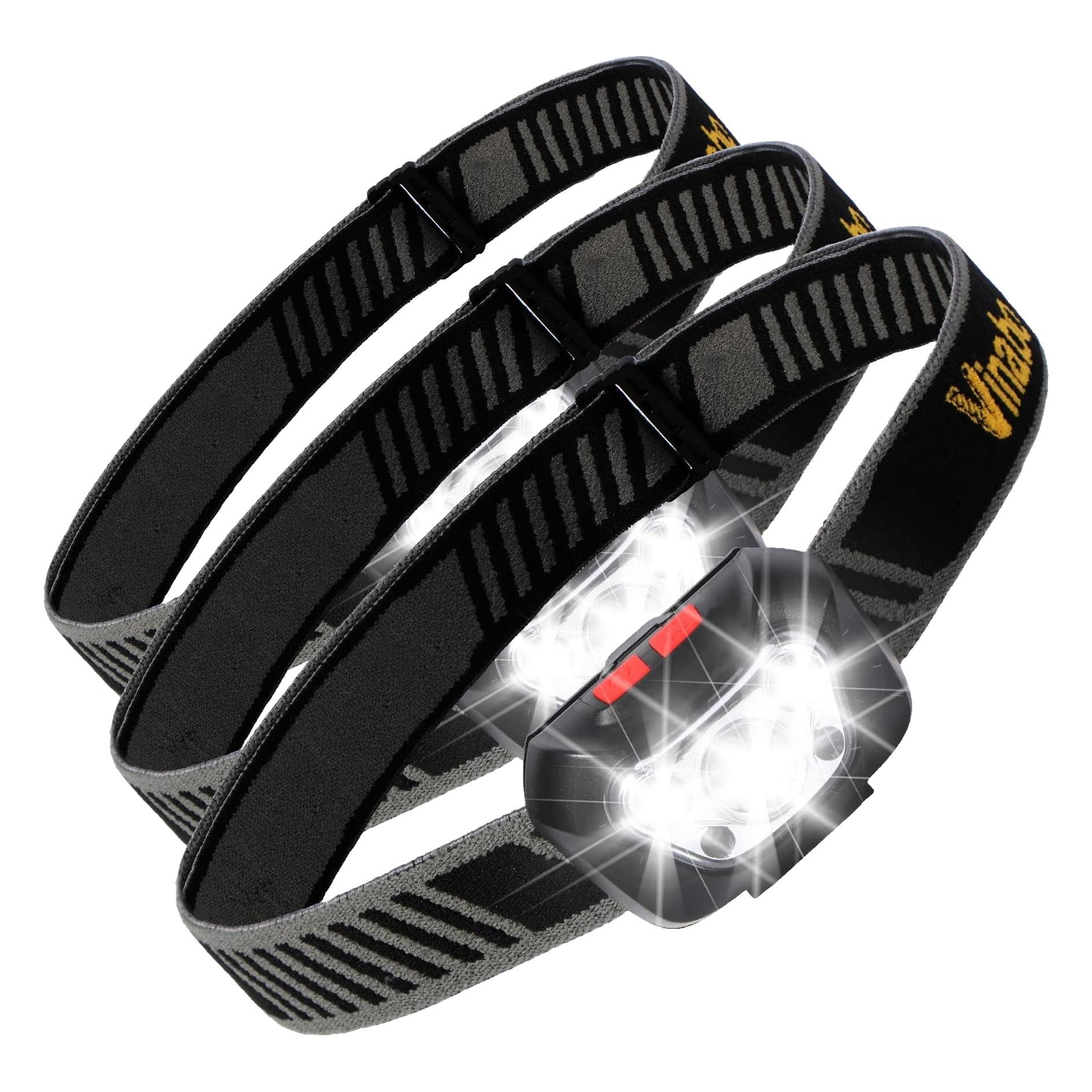Linterna frontal para correr en la noche con diseño ajustable de 30 grados pack de 3
