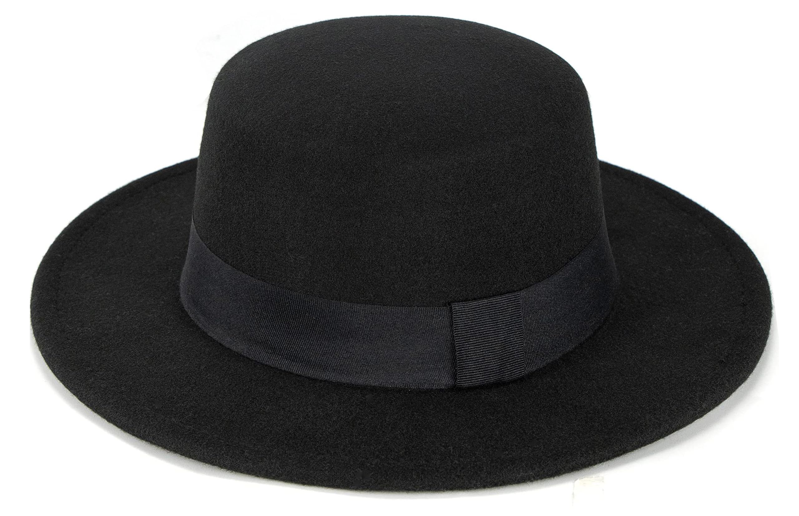 Pork Pie Cappello Uomo Donna Cappello Fedora a Tesa Larga con Fascia Lady Panama Cappelli Trilby Cappello Autunno Inverno Nero