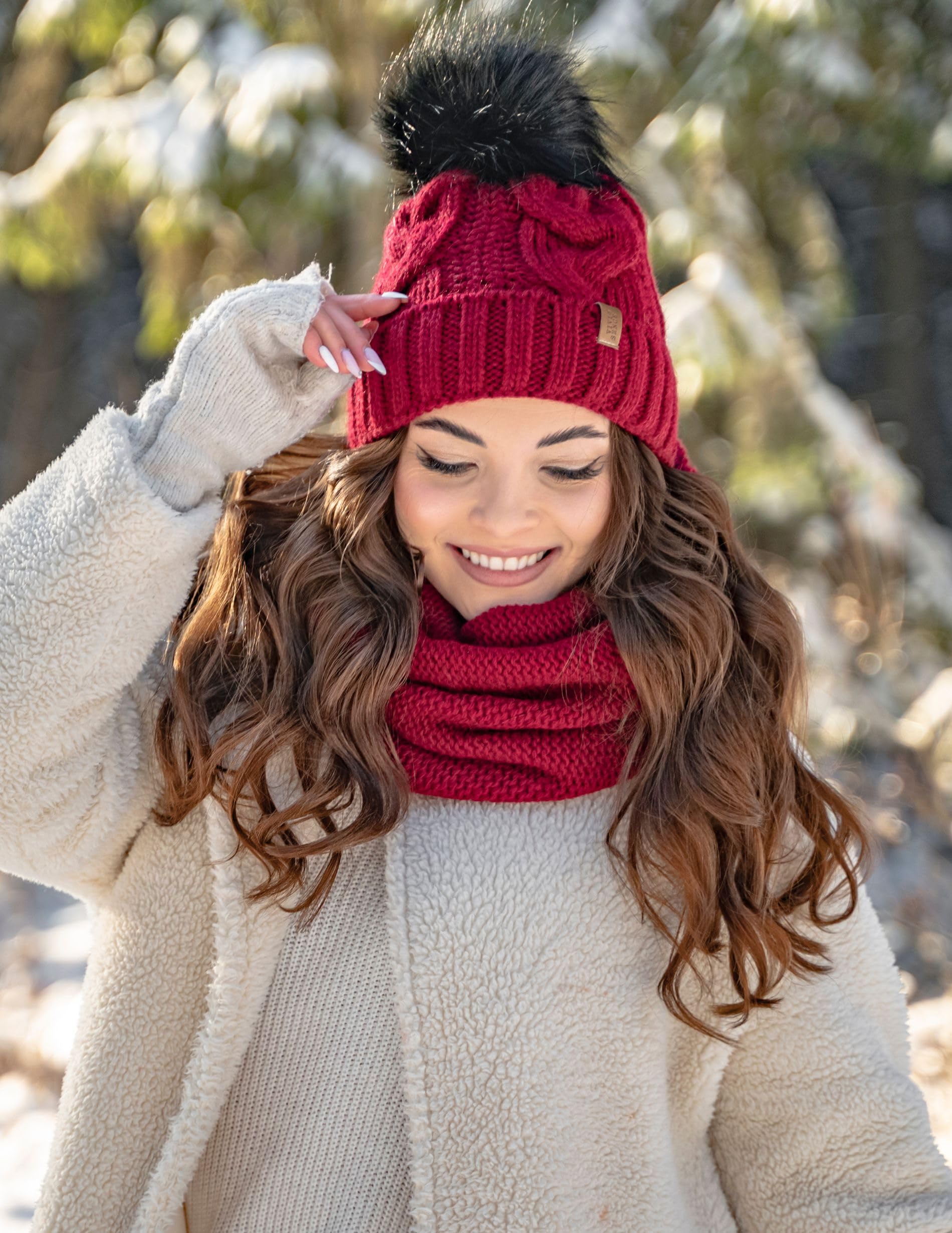 VIVISENCE Wintermütze Mit Bommel Damen Warmes Ideal Für Kalte Wintertage 7014