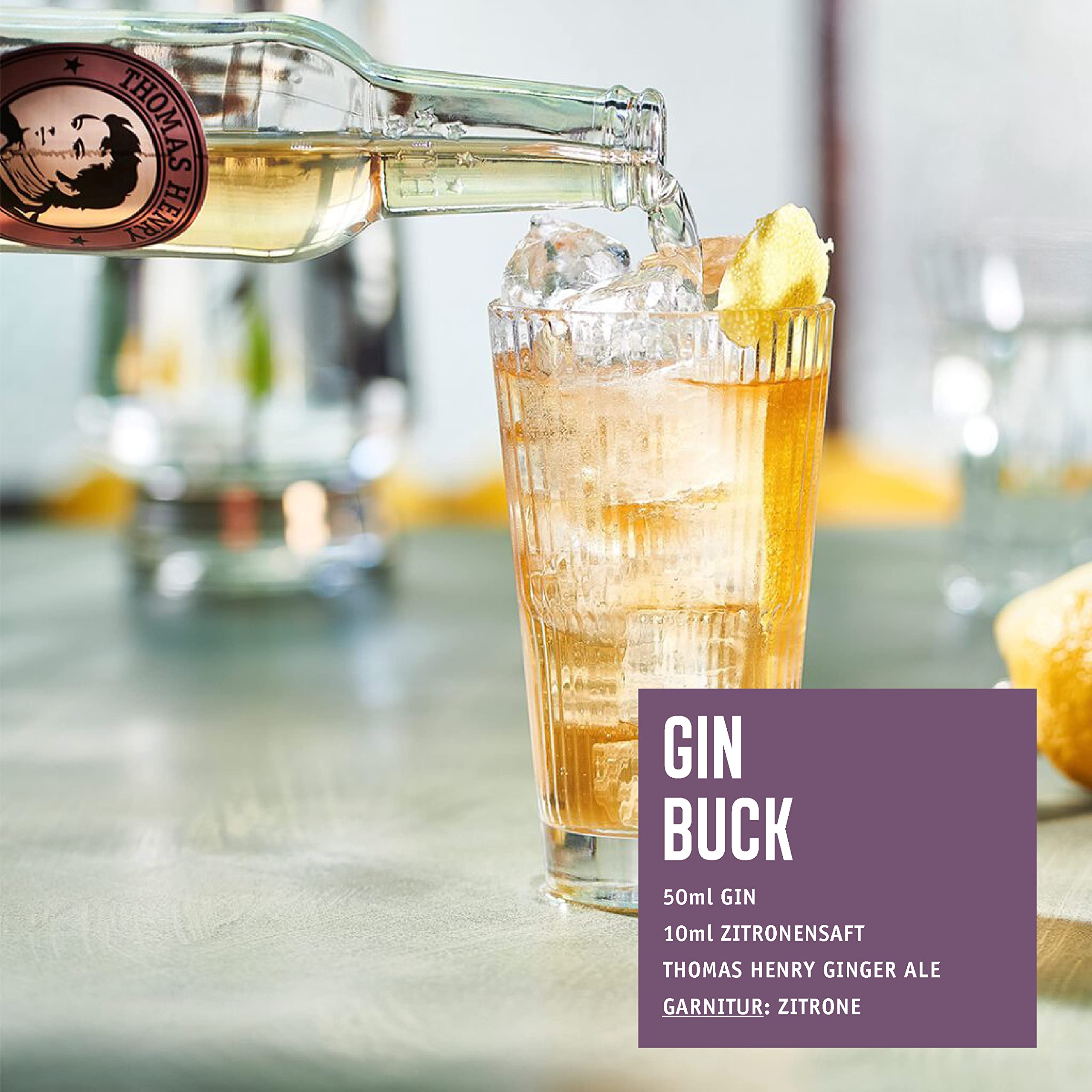 Thomas Henry Ginger Ale 6 x 0,2 l Glas MW 6er Set Ingwerlimonade würzig zum Mixen von Longdrinks und Cocktails