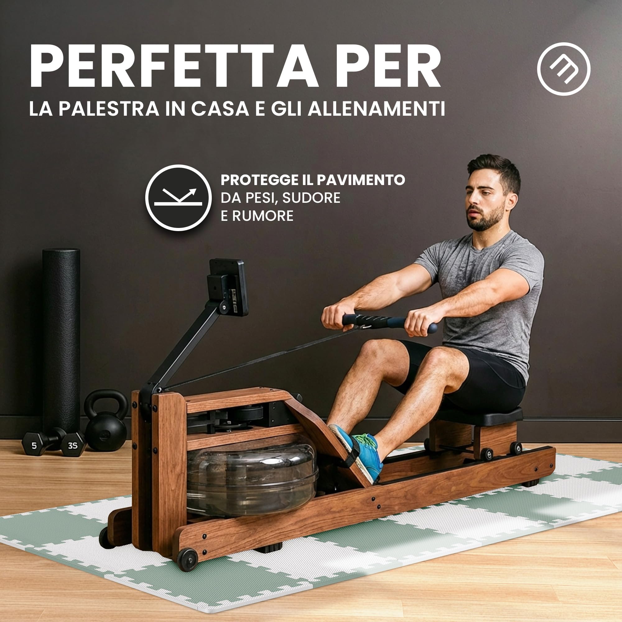 bemaxx Tappeto Palestra Tappetino Fitness da Ginnastica a Puzzle EVA | Pavimento Protettivo Incastro Tatami Allenamento Protezione Sport, Materassino Mattonella Pavimentazione per Home Gym Manubri