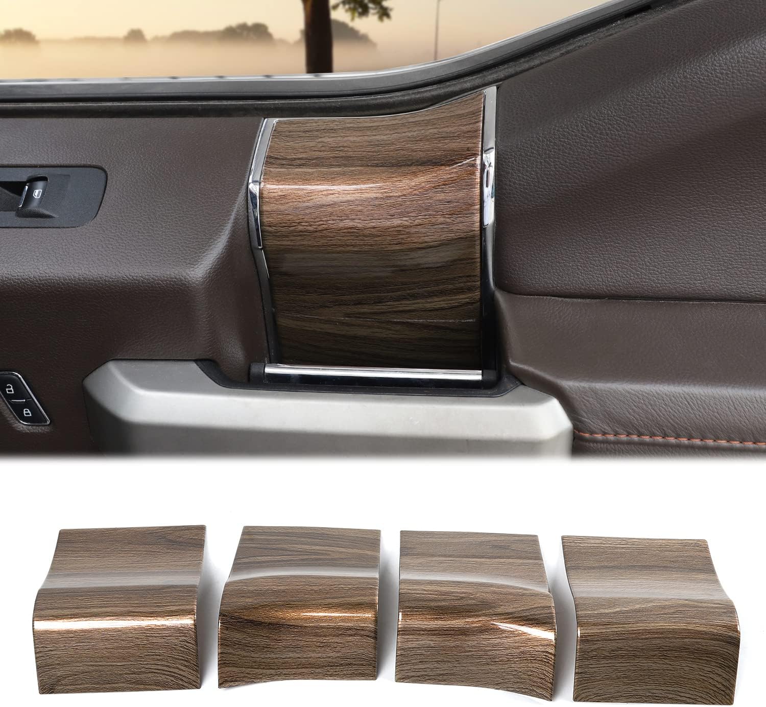 Hoolcar Interior Door Handle Panel Trim ABS Cover Accessories for 2015-2020 Ford F150, Carbon Fiber