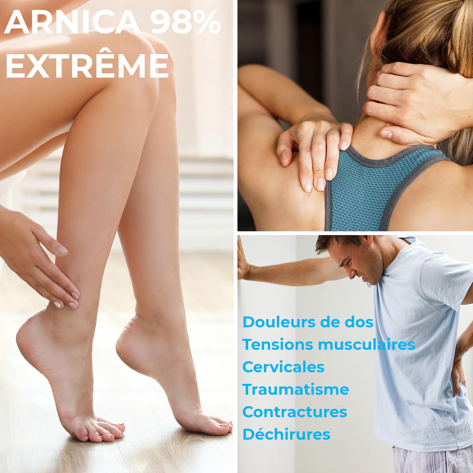 KALAHARI Kit Chaud + Froid, Gel à l’Arnica 98% + Griffe du Diable, Pré et Post entraînement, Action intense pour Massage Muscles, Articulations, Contractures, Mobilité – Extra fort, Fabriqué en Italie