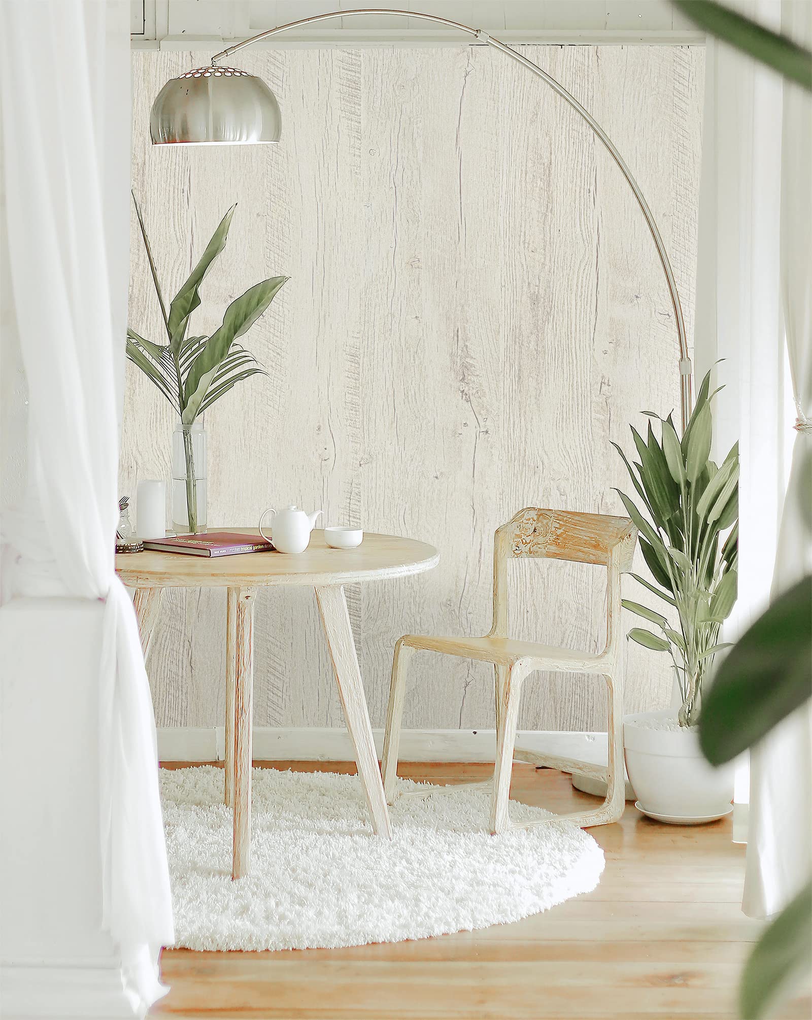 15.7" X 78.7" White Grey Wood Contact Paper – Peel & Stick Waterproof Wood Grain Wallpaper, Self-Adhesive Removable Vinyl For Shelves, Cabinets, Furniture