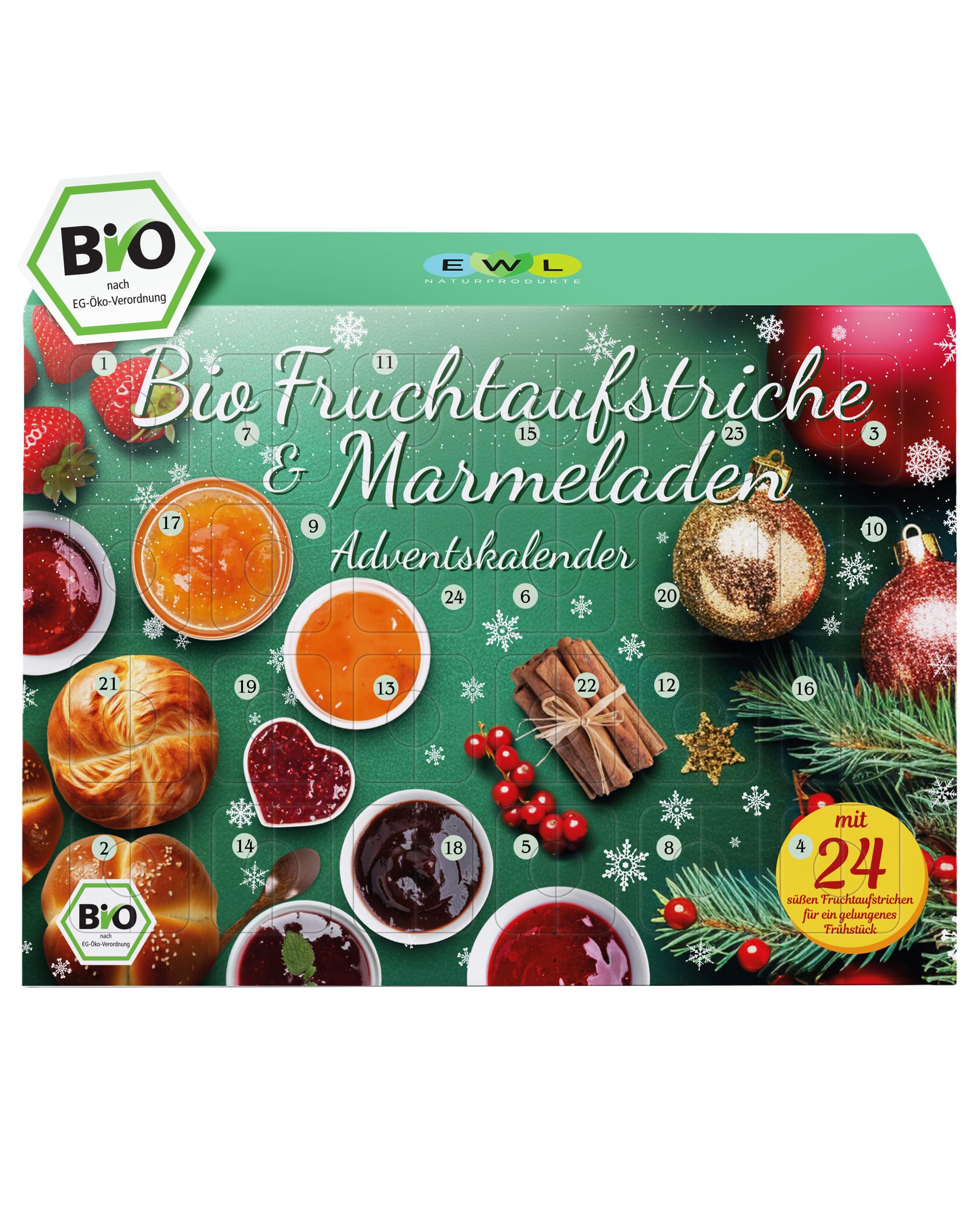 EWL BIO Adventskalender 2026 | Frühstücksgläschen Marmeladen & Konfitüren