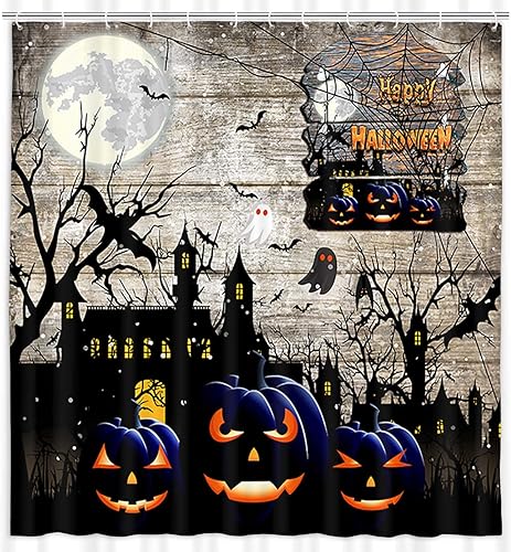 Miniatura 18 de JAWO Cortina de ducha de calabaza de Acción de Gracias, hojas de otoño con calabazas, cortinas de baño de granja de 69 x 70 pulgadas