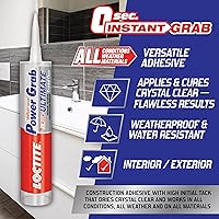 Vista 20 de Loctite Power Grab Ultimate - Adhesivo de construcción transparente, cartucho de 9 onzas líquidas, 1 paquete, pegamento de construcción versátil