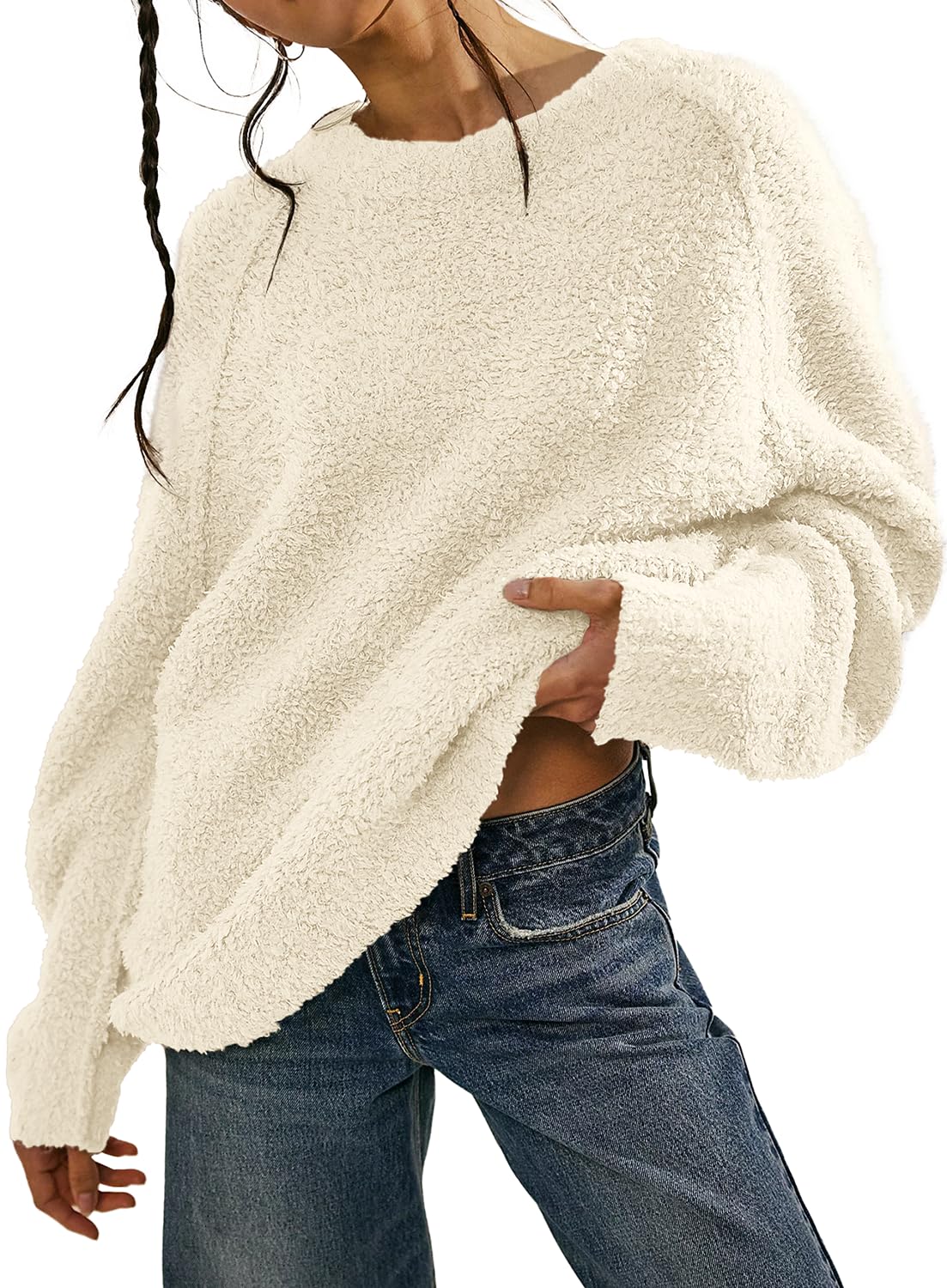 Beaully Women's Oversized Fuzzy Knit Warm Sweater