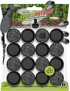 Slipstick Gorilla Outdoor 1-1/2 Inch Patio Chair Leg Caps for Wrought Iron Furniture (16