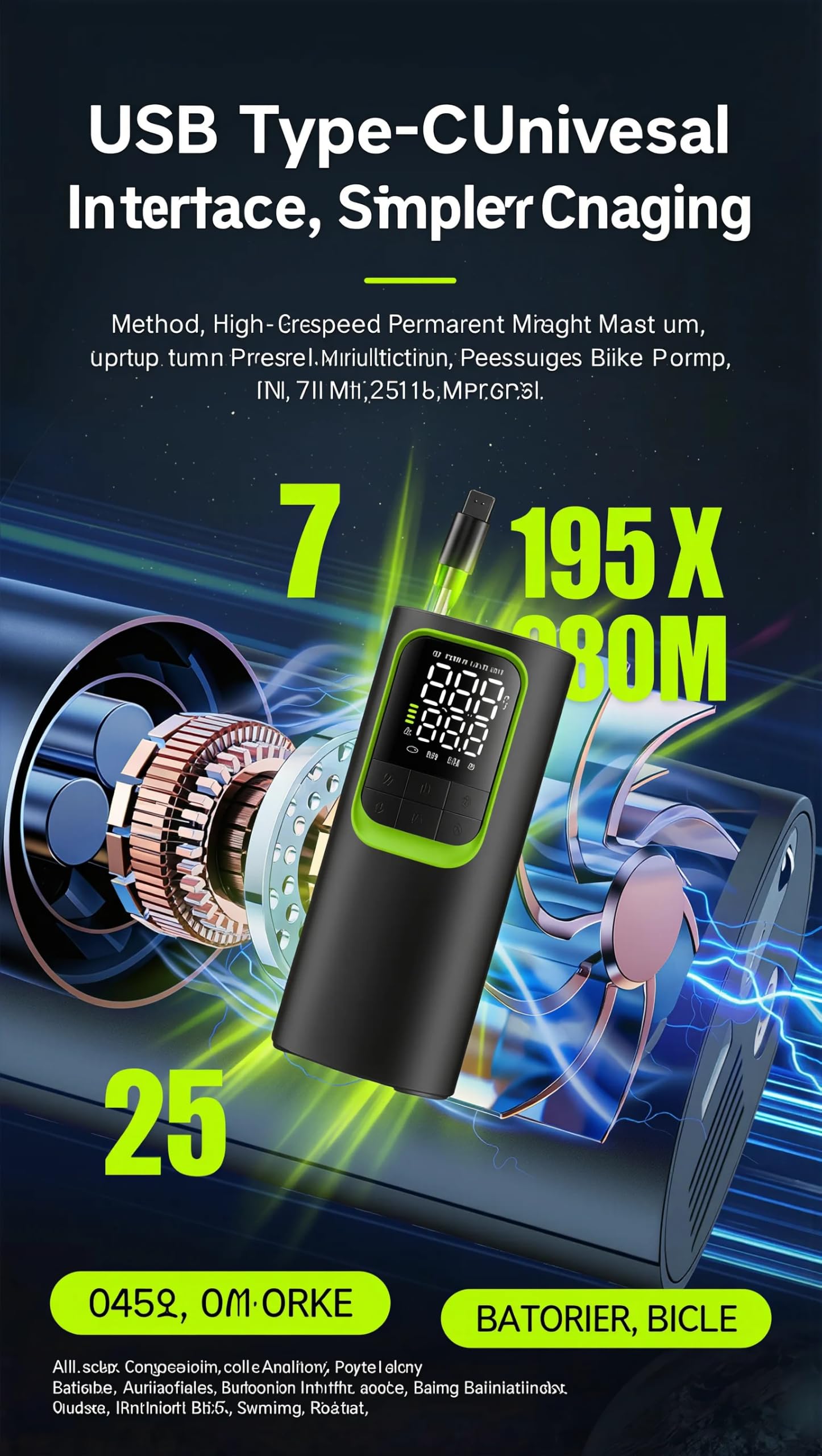 Compresseur Air Gonfleur de Pneu Portable Gonfleur Electrique