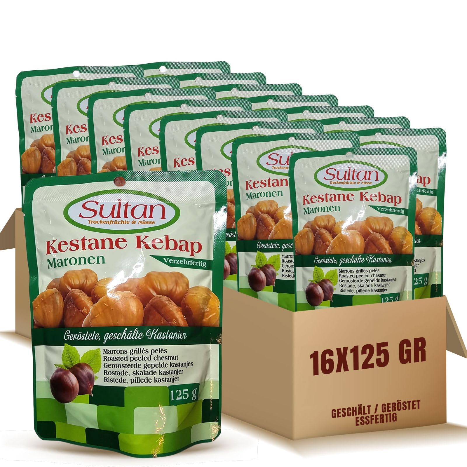 Mein Bazar Zarte Maronen geschält geröstet Esskastien gekocht 16x Set