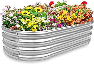EcoEarth Land Guard Galvanized Raised Garden Bed Kit, Galvanized Planter Raised Garden Boxes Outdoor, Raised Garden Beds f...