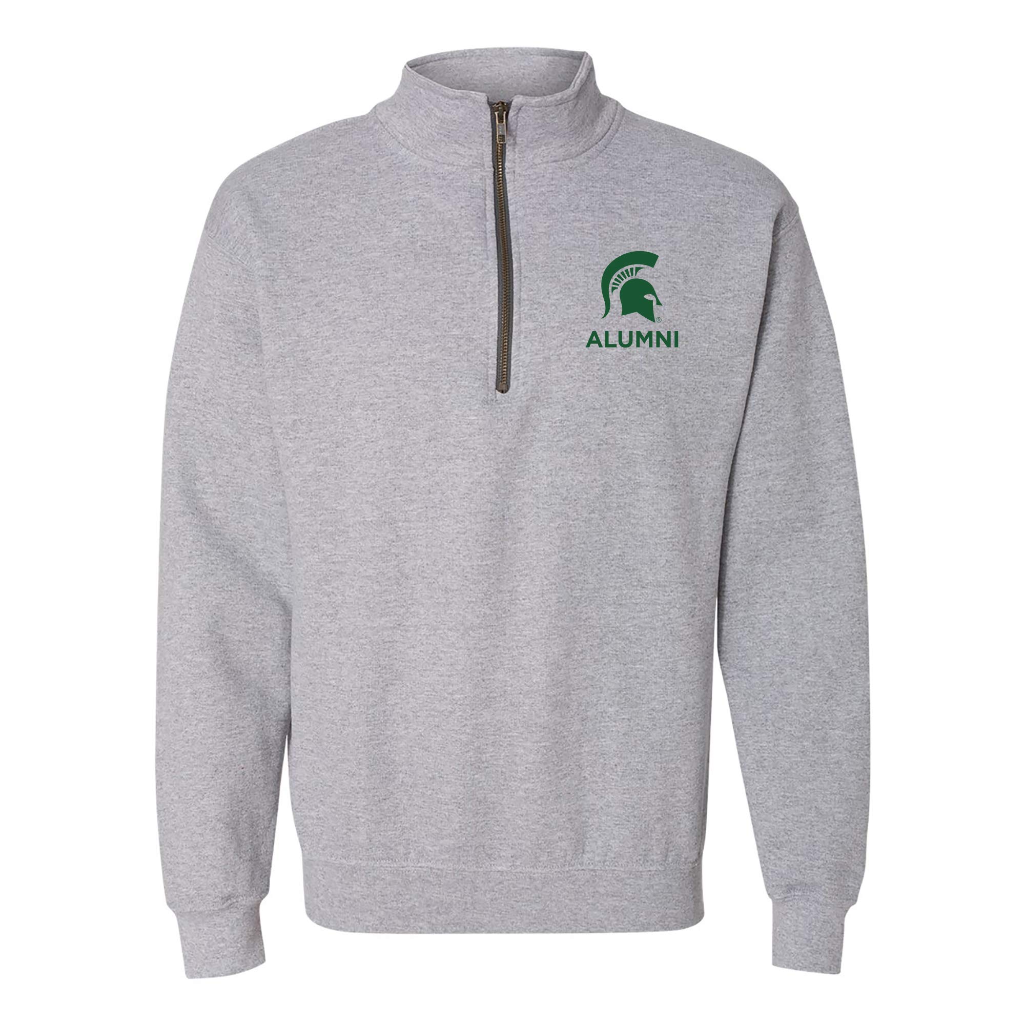 UGP Campus Apparel AQ509 - Michigan State Spartans Primary Alumni LC Quarter Zip - Small - Athletic Heather
