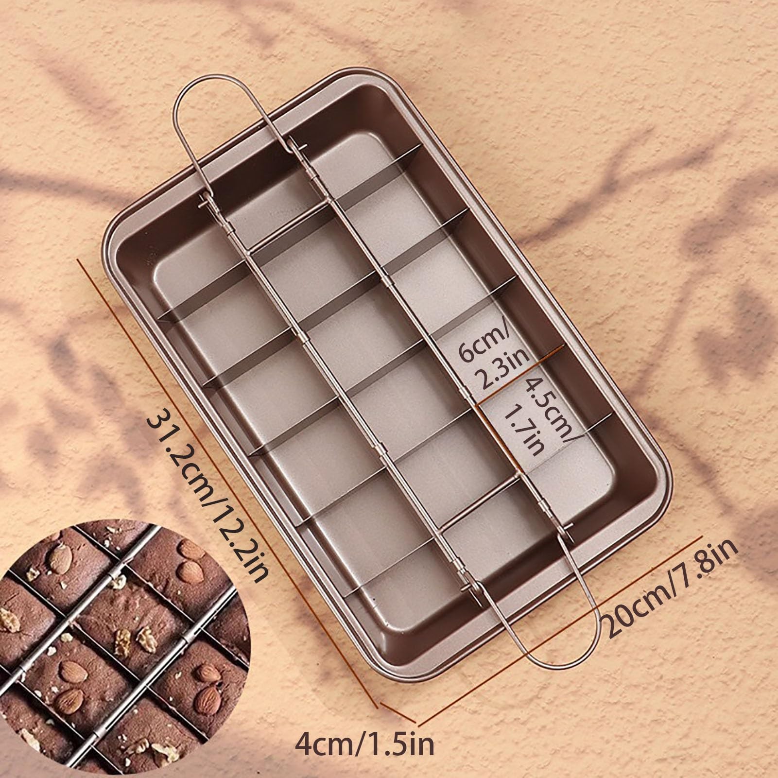 Teglia Per Brownie Con Divisor A 6 Scomparti Da Cucina Staccabili Stampo Per Muffin In Acciaio Al Carbonio Antiaderenti Teglia Muffin Per La Cottura(18 grids)