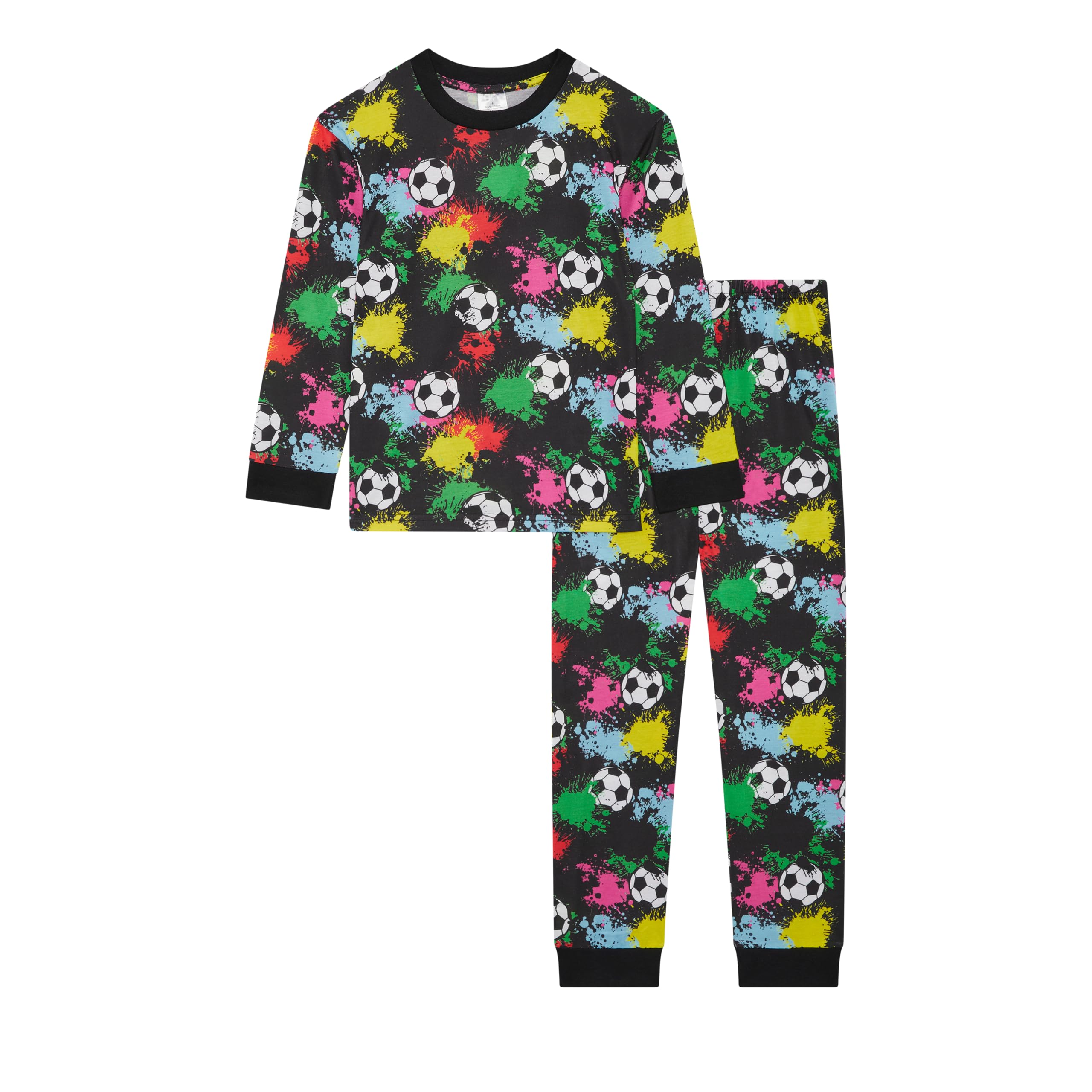 Gladrags Boys Black Or Girls Football Pyjamas, Size 13 Years
