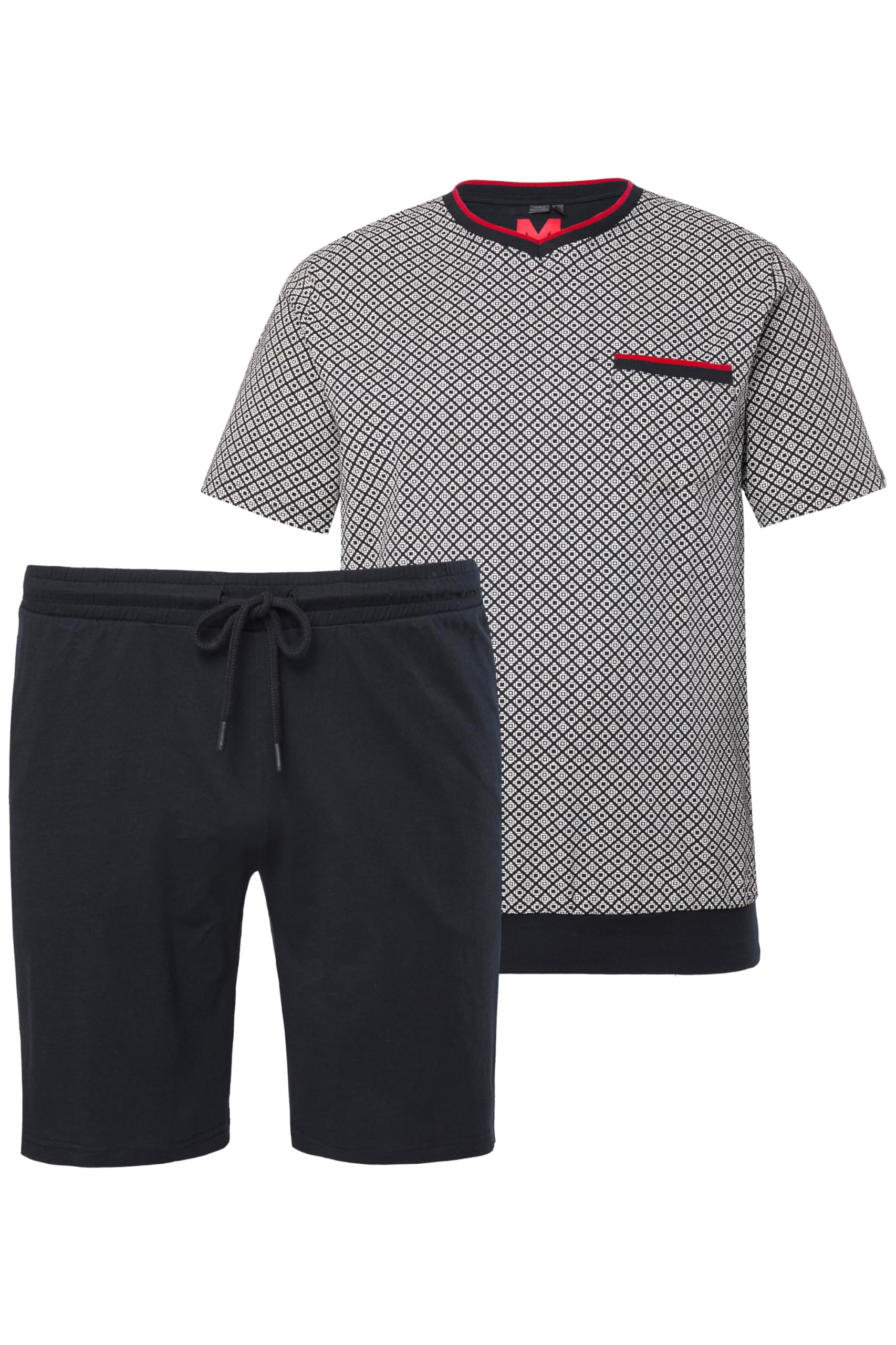 Men Plus Herren große Größen Übergrößen Menswear L-8XL Schlafanzug, kurzer Zweiteiler, Bauchfit, Halbarm, Alloverprint, bis 8 XL 846412