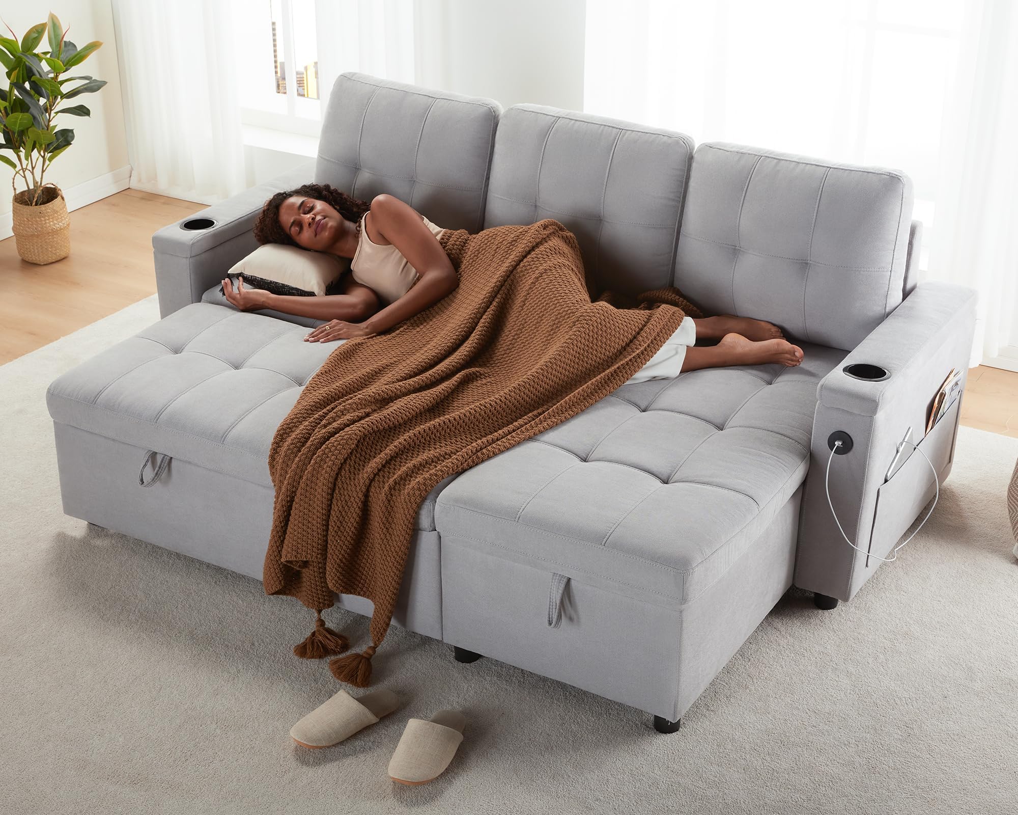 Sectional Couch With Pull Out Bed Sofa Bed, Sleeper Sofa With Storage ...