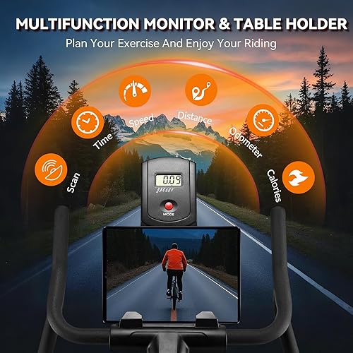 Miniatura 6 de Bicicleta estática para resistencia magnética en el hogar, bicicleta interior con transmisión silenciosa por correa, volante pesado y pantalla