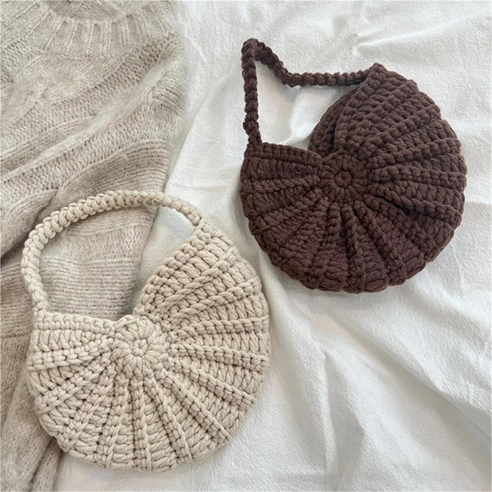 Bolso Paja Mujer Bolso de mano de crochet con forma de concha, tejido a mano, de color liso, for mujer, elegante, delicado, compacto y elegante, for noche.