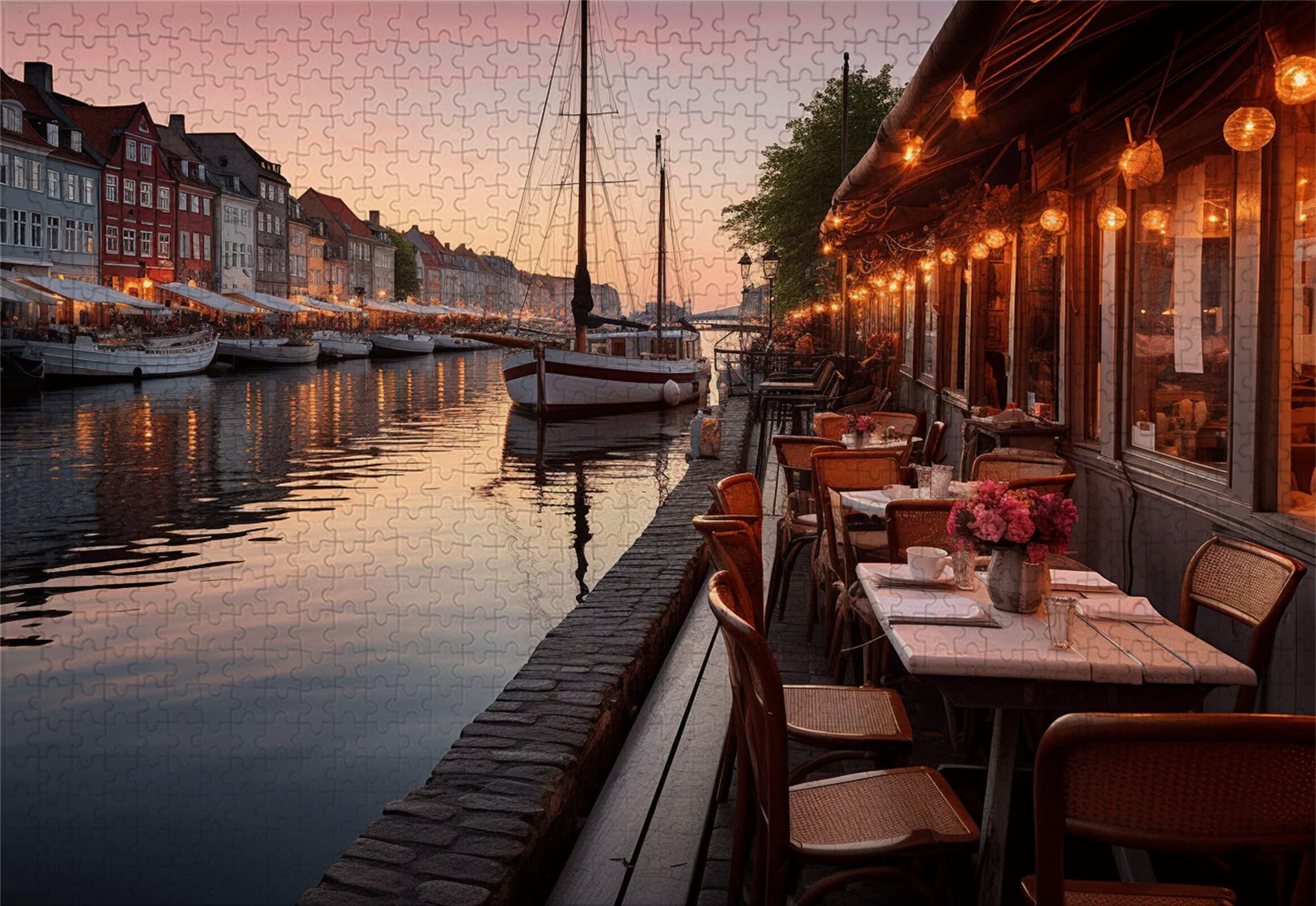 Kleine Stadt Puzzle 5000 Teile Erwachsene Klassische Puzzles Licht Jigsaw Anspruchsvoll Impossible Schwer Pädagogisches Spielzeug Kinder Holzpuzzlem Puzzlespiel Geeignet für alle Altersgruppen P-568