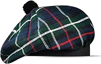 Vista 18 de Sombrero escocés Tam o Shanter Gorro escocés Tartan P.V Tartan (poliviscosa) Mezcla de lana con pompón Talla única para todos.