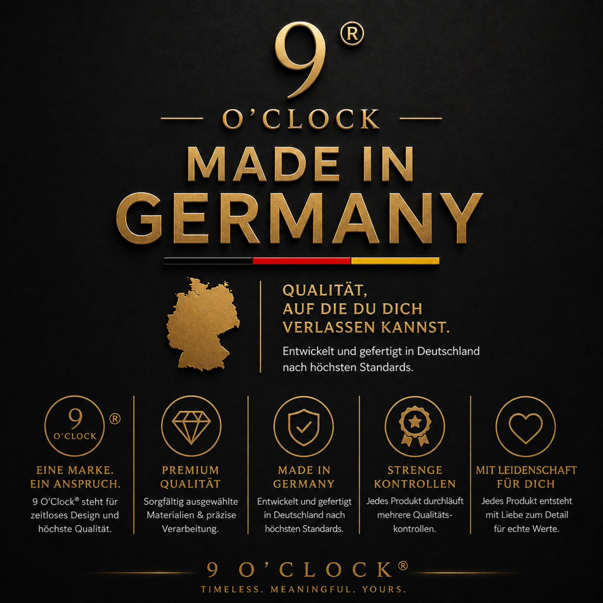 9 - O`Clock Perlenarmband Herren 8mm – Grüner Jaspis & Onyx Schwarz – Tigerauge Matt – Naturstein Armband Männer – Handgemacht in Deutschland – Schmuck Herren Geschenk GROVE