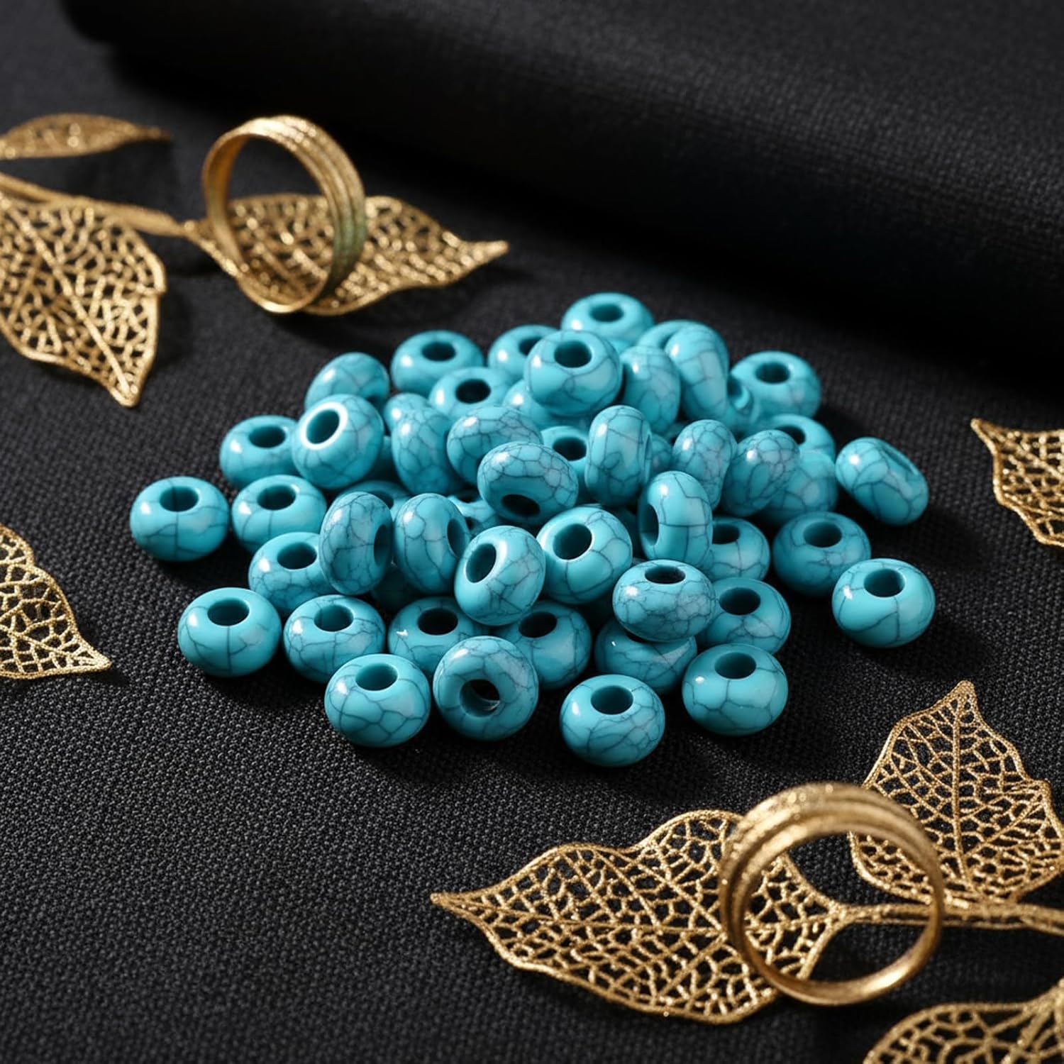 Turquoise Large Hole Beads for Jewelry Making-100pcs 14mm European Rondelle Spacer Beads,Big Hole Craft for Bracelets - Image 3