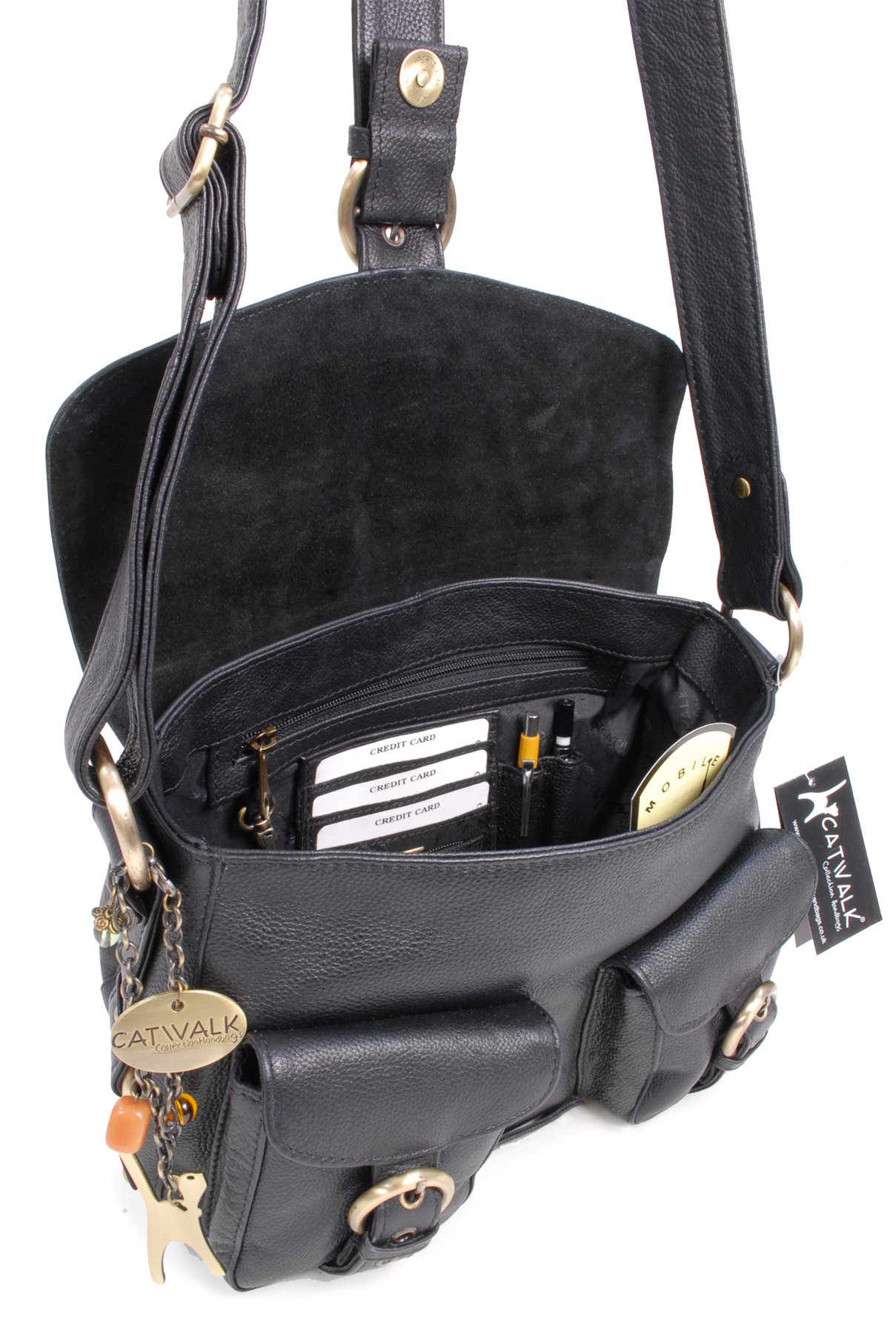 Catwalk Collection Handbags - Bandolera de Piel - Messenger Bag Mediano - Bolso de Mano Mujer - Bolso de Diario Tamaño A5 - Louisa