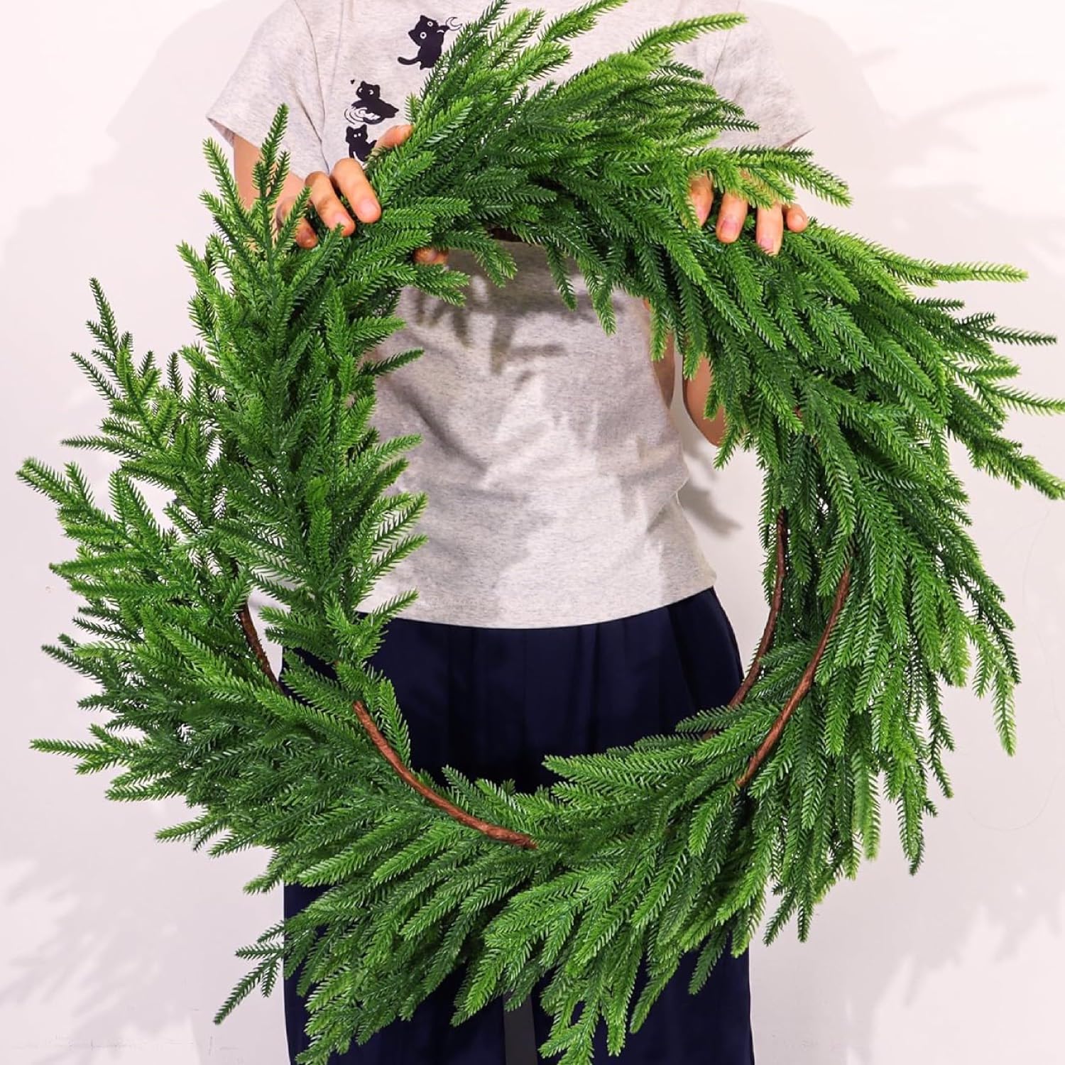 6 Ft Christmas Norfolk Pine Garland Real Touch Artificial Faux Greenery Christmas Garland Decorations for Home Mantle Table Fireplace Stairs Door Indoor Outdoor Holiday Decor
