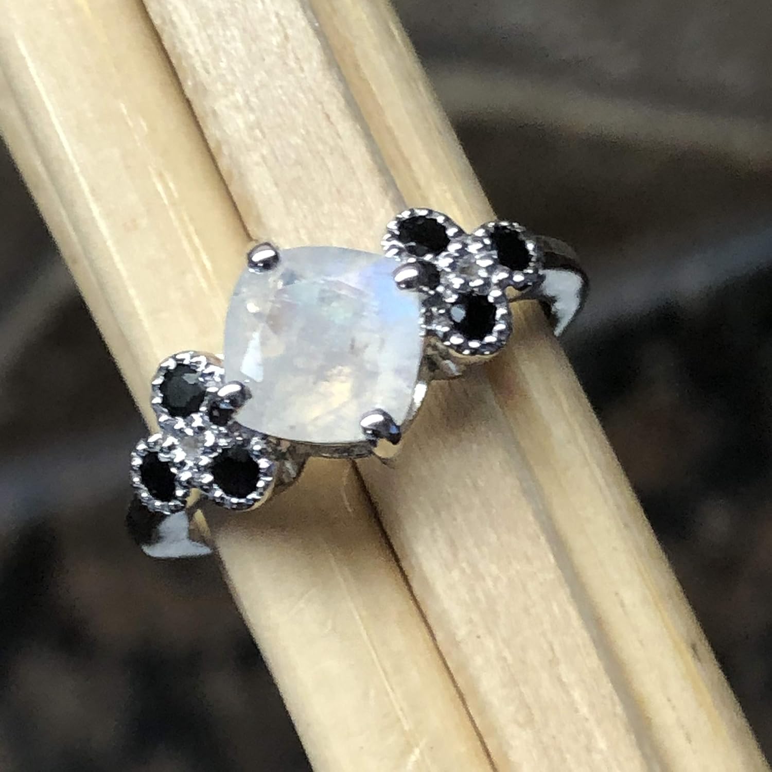 Sterling Silver Rainbow Moonstone Ring Size 6-9 by Natural Rocks by Kala - Image 3