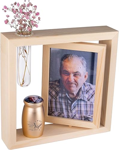 Marcos de fotos conmemorativos personalizados para la pérdida de un ser querido y urna pequeña personalizada para cenizas humanas con foto y
