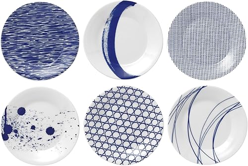 Royal Doulton Pacific Dots Set de vajilla de porcelana., juego de 6 platos, Azul