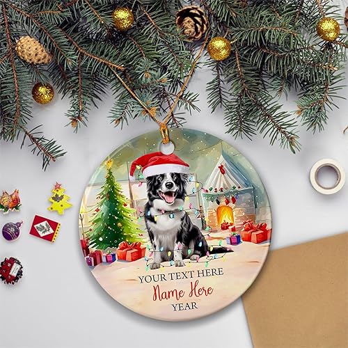 Vista 66 de Rottweiler - Adorno de cerámica personalizado para perro de Papá Noel, nombre y texto personalizados para mascotas, feliz para los amantes