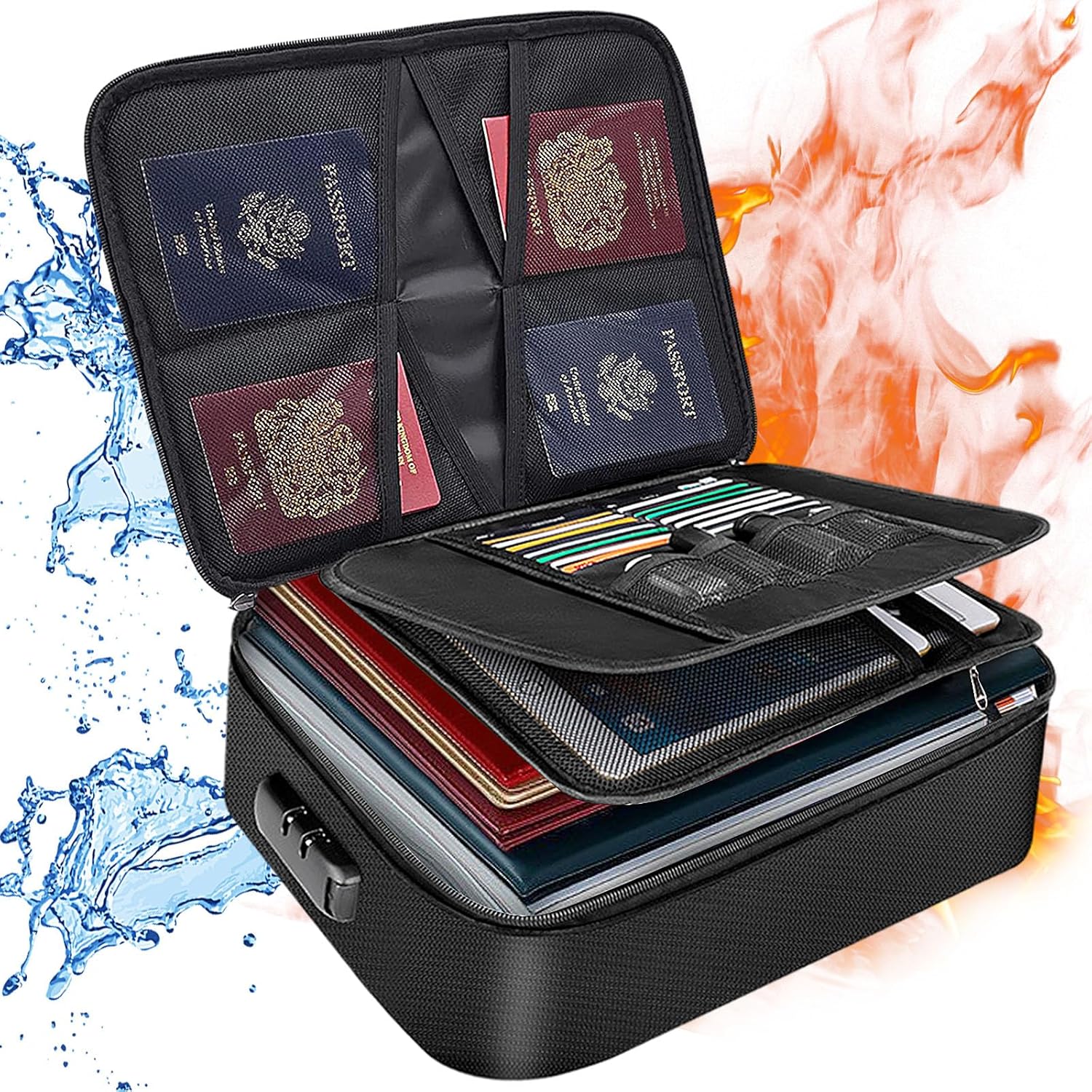 Amazon.com: Ligebul Fireproof Document Box, Fireproof Document Bag with ...