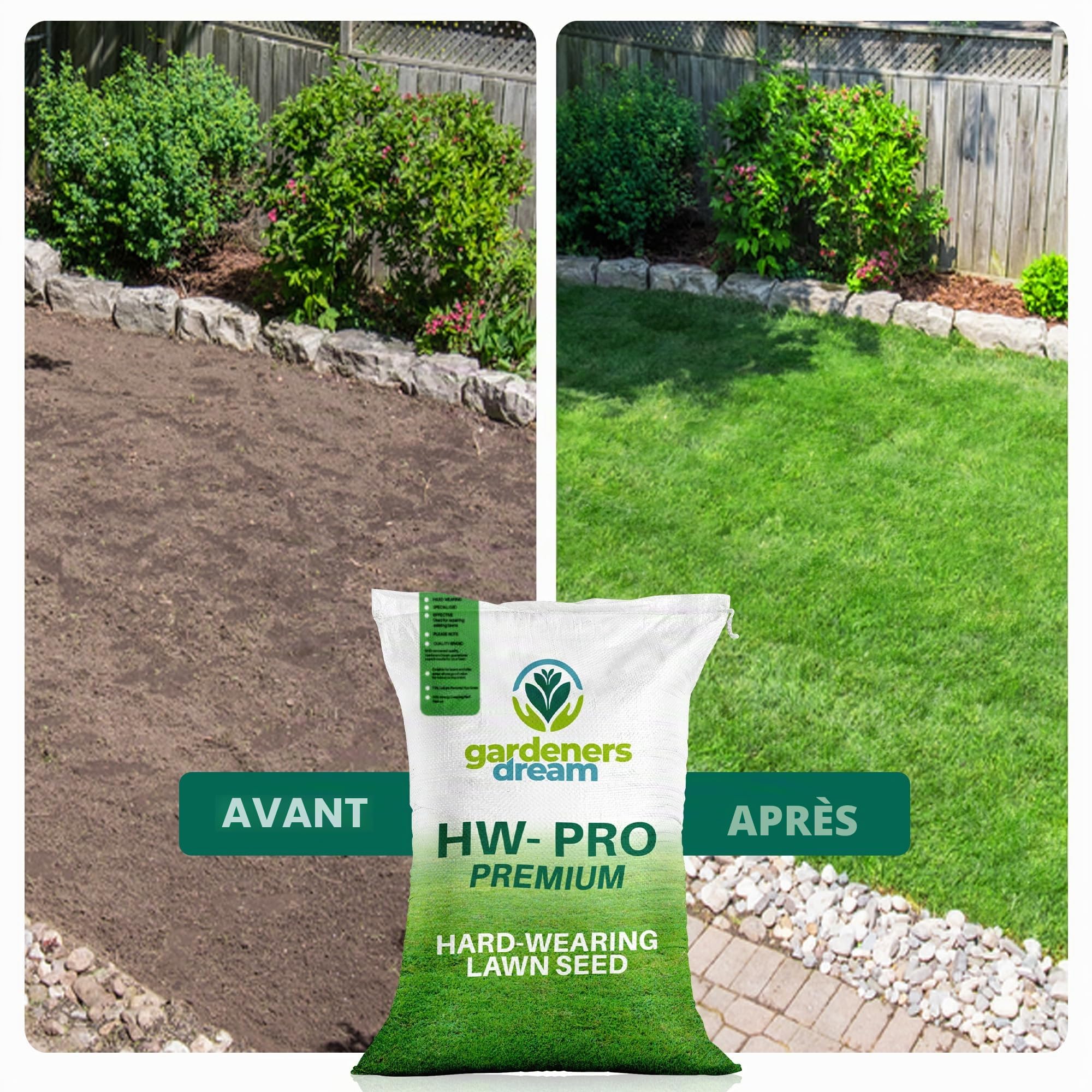GardenersDream 5KG Semences de Gazon Premium Haute Résistance - Graine Gazon à Croissance Rapide pour Nouvelles Pelouses et Réparation - Couvre jusqu'à 300m² pour Regarnissage