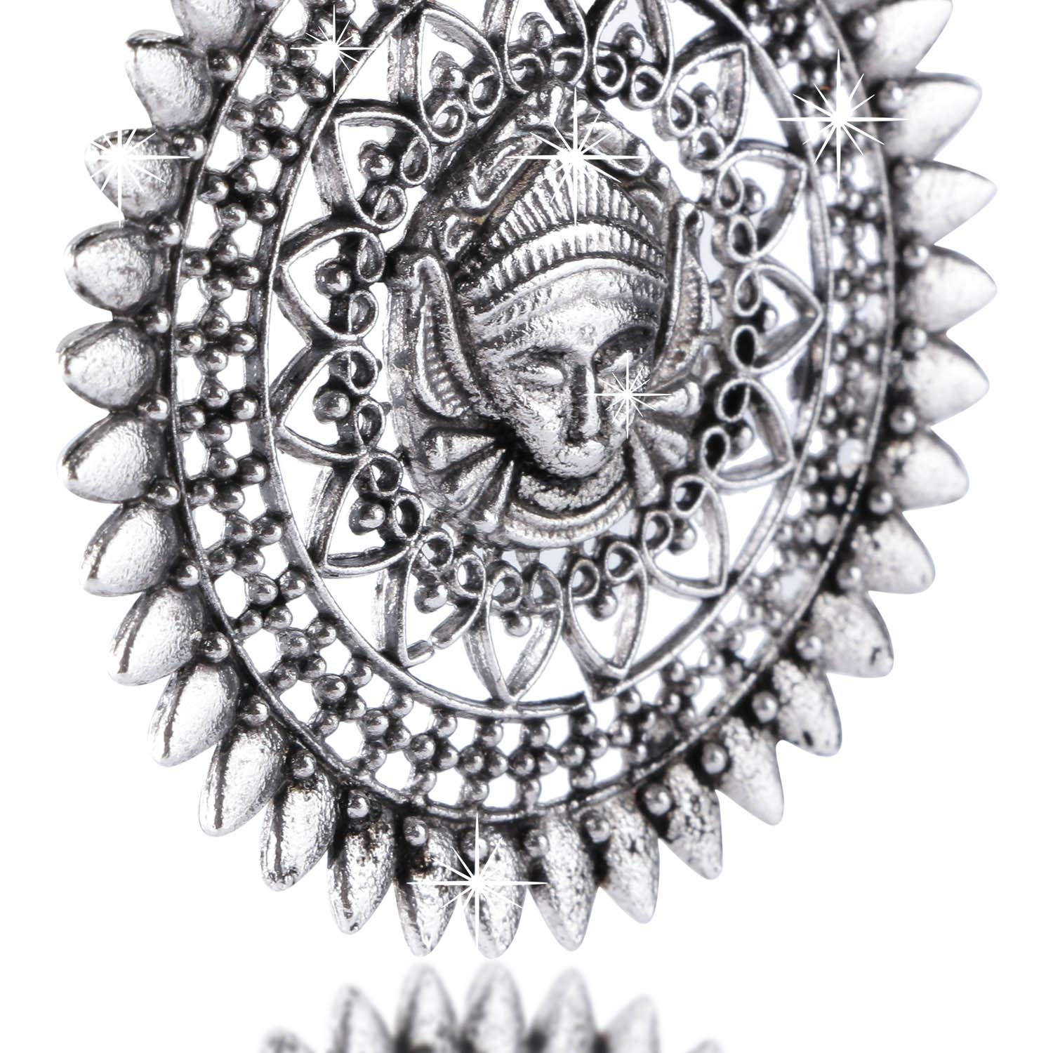 Women's Goddess Durga Ma Pendant Necklace with Earrings & Ring Set