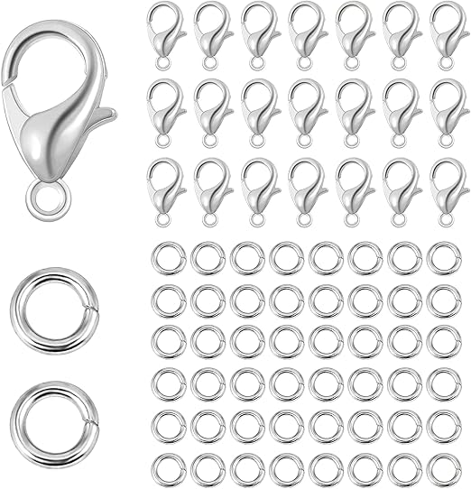 Lobster Clasps, 250 PCS Silver Lobster Claw Clasps with 4mm Open Jump