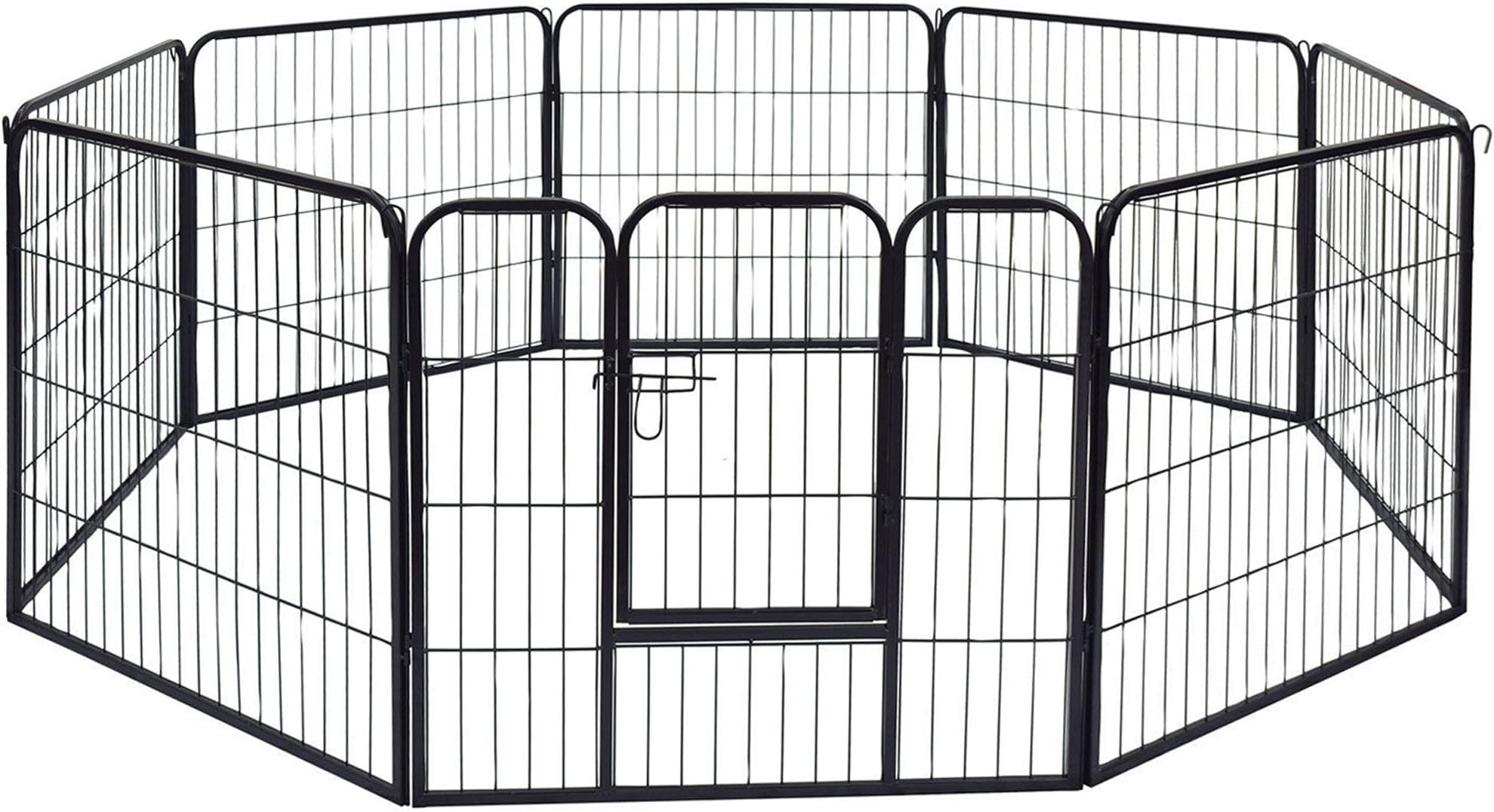 Speedwellstar 1m Tall Black 8 Side Large Pet Pen Whelping Play Metal Dog Cage Crate Run Heavy Duty