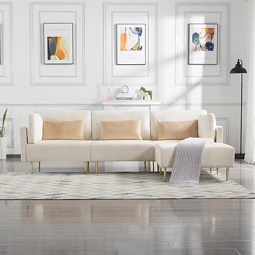 Miniatura 1 de SONGG Sofá modular convertible moderno en forma de L de 105 pulgadas, sofá tapizado de tela de terciopelo, con diván desmontable, funda lavable y