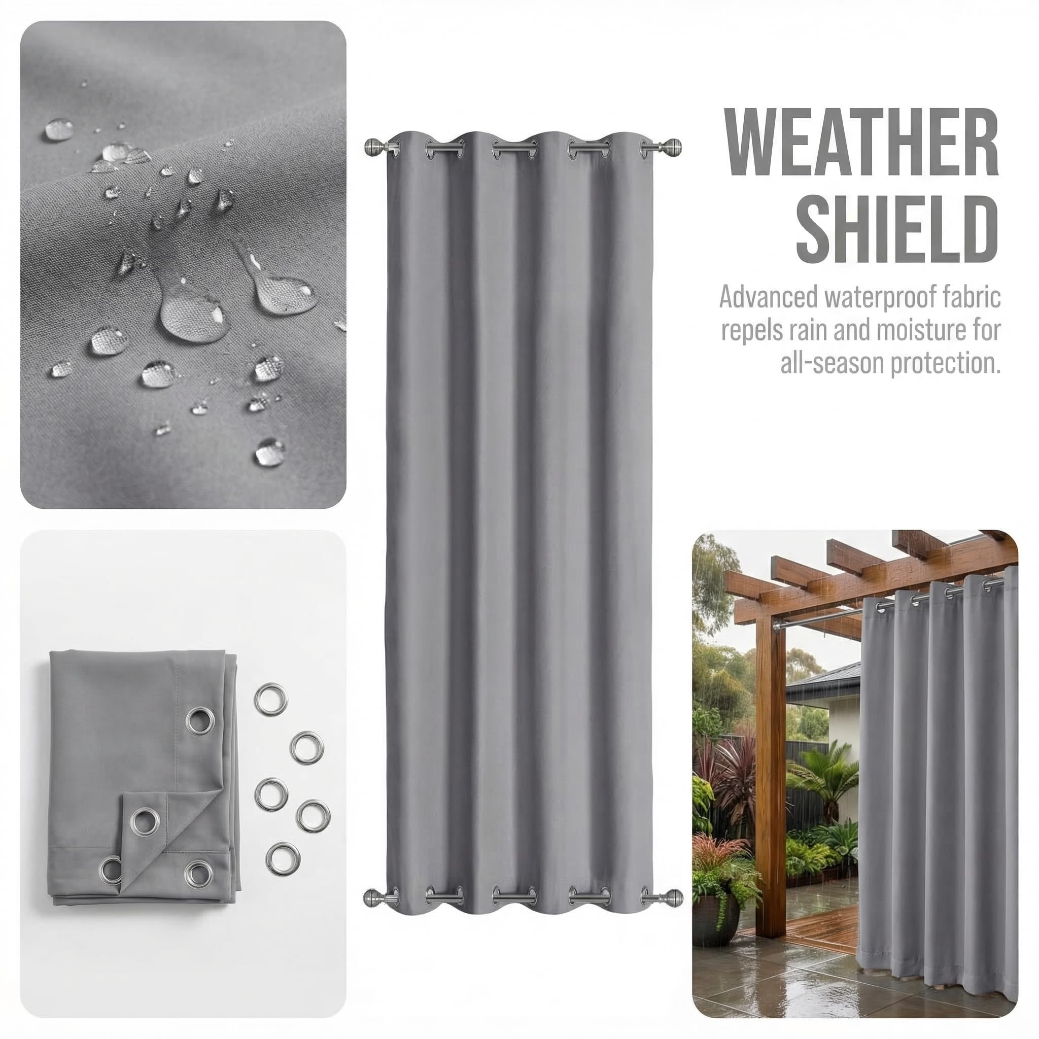 LiveGo Tenda Esterna Impermeabile E Antivento Per Gazebo E Pergola - 2 Pannelli, Protezione UV 95%, Occhielli In Acciaio