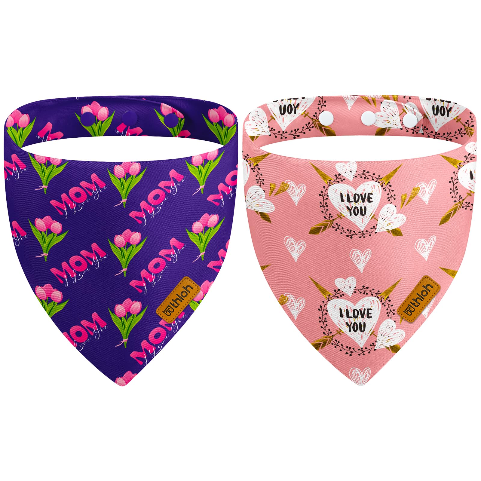Lot de 2 bandanas pour la fête des mères pour chien avec attache pression réglable garçon fille