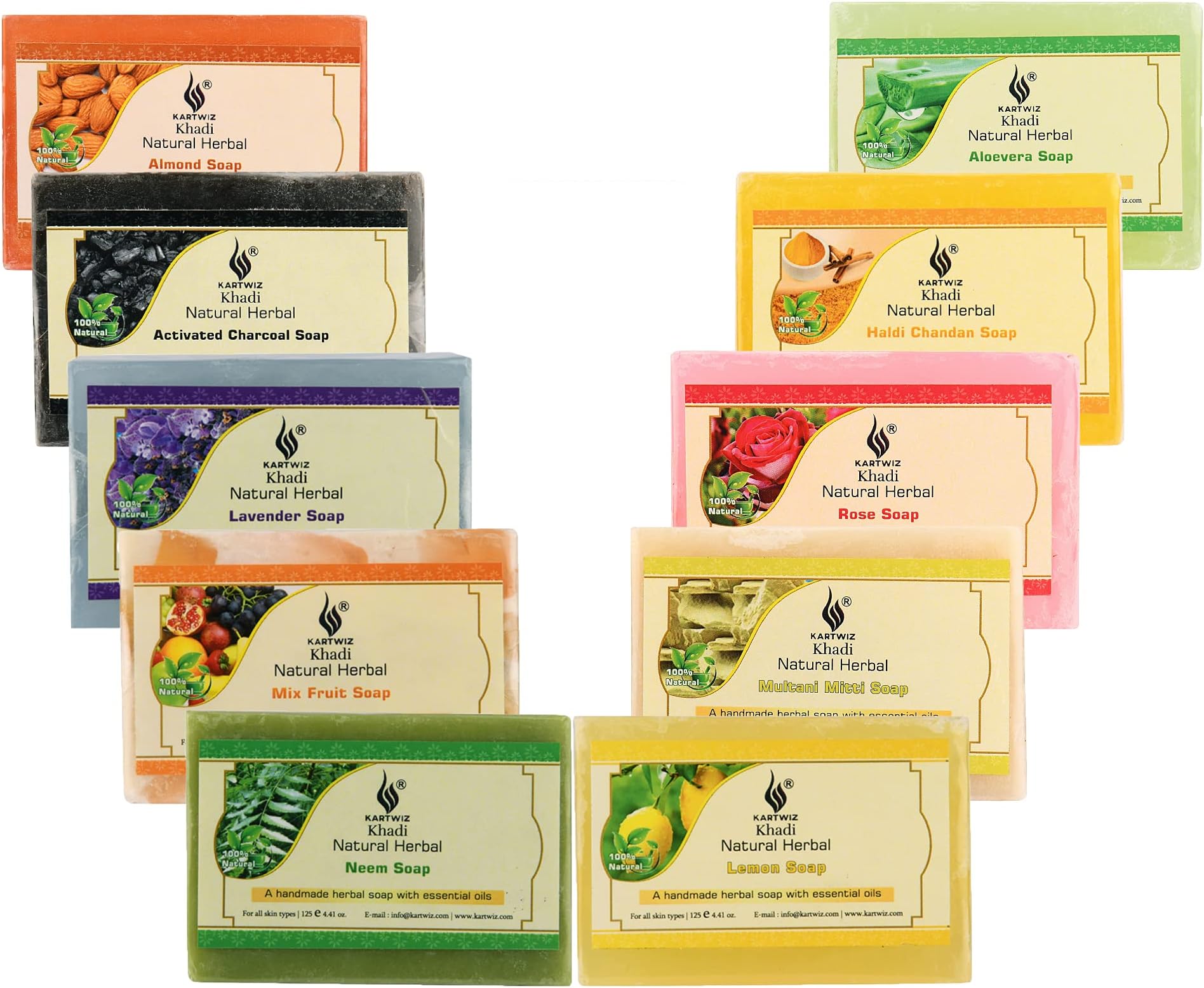 Khadi Natural Herbal Homemade Assorted Soap, Set Of 10